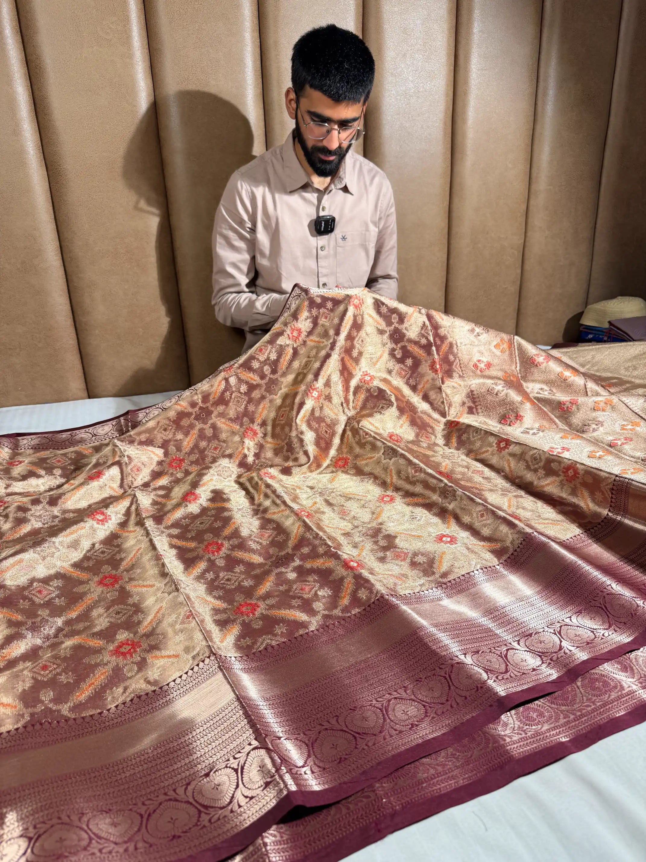 Bridal Kanjivaram Tissue Silk Contemporary Abstract Weave Saree