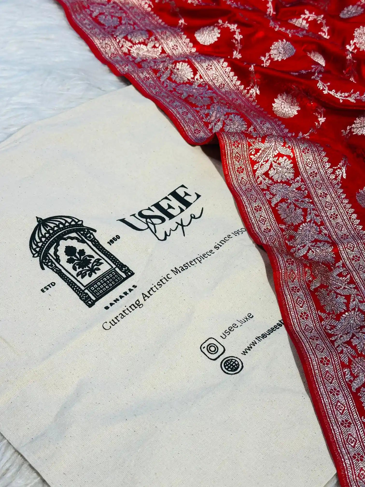 Bridal Red Mashru Katan Silk Banarasi Saree