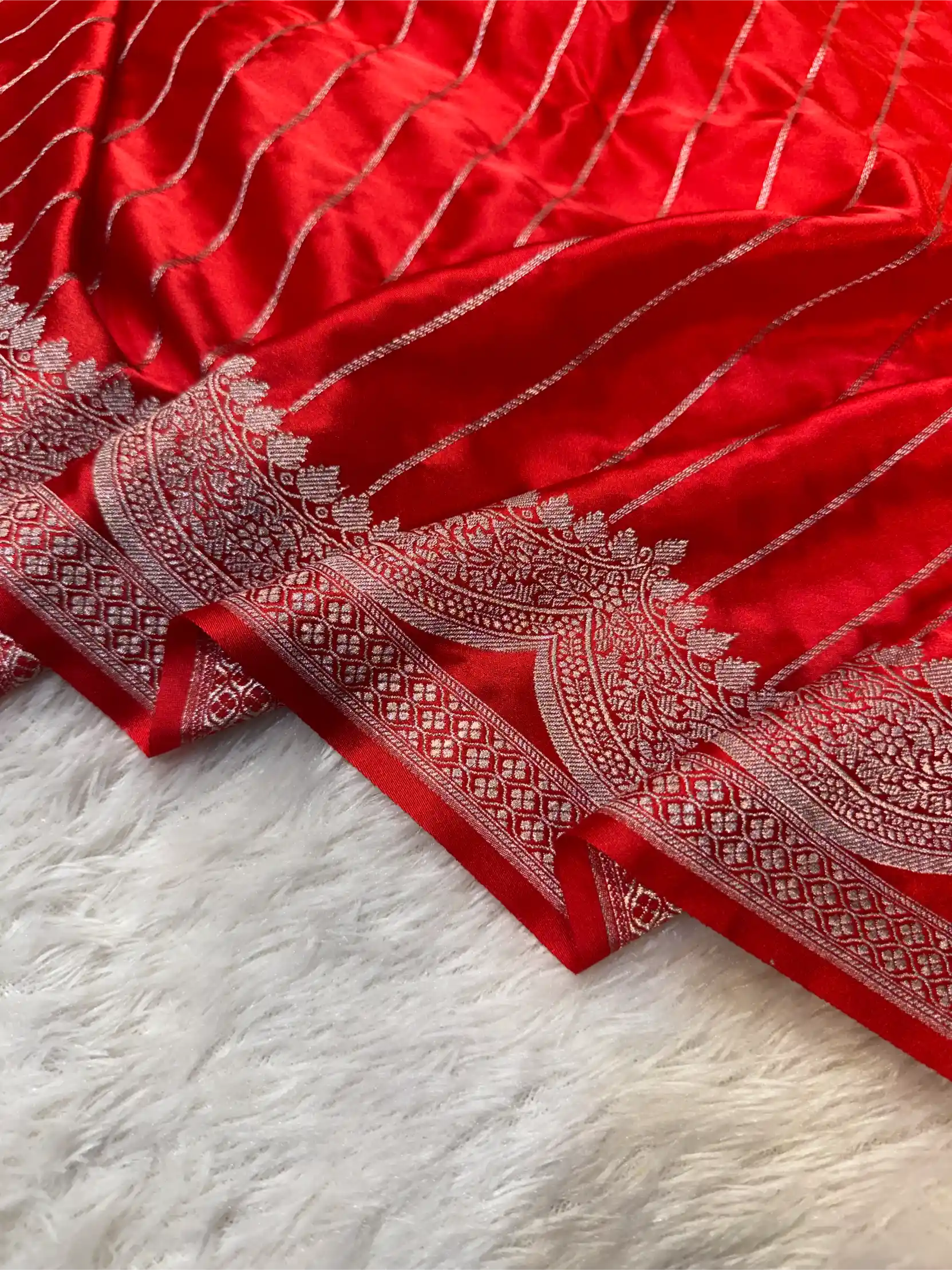 Bridal Red Mashru Katan Silk Contemporary Weave Banarasi Saree