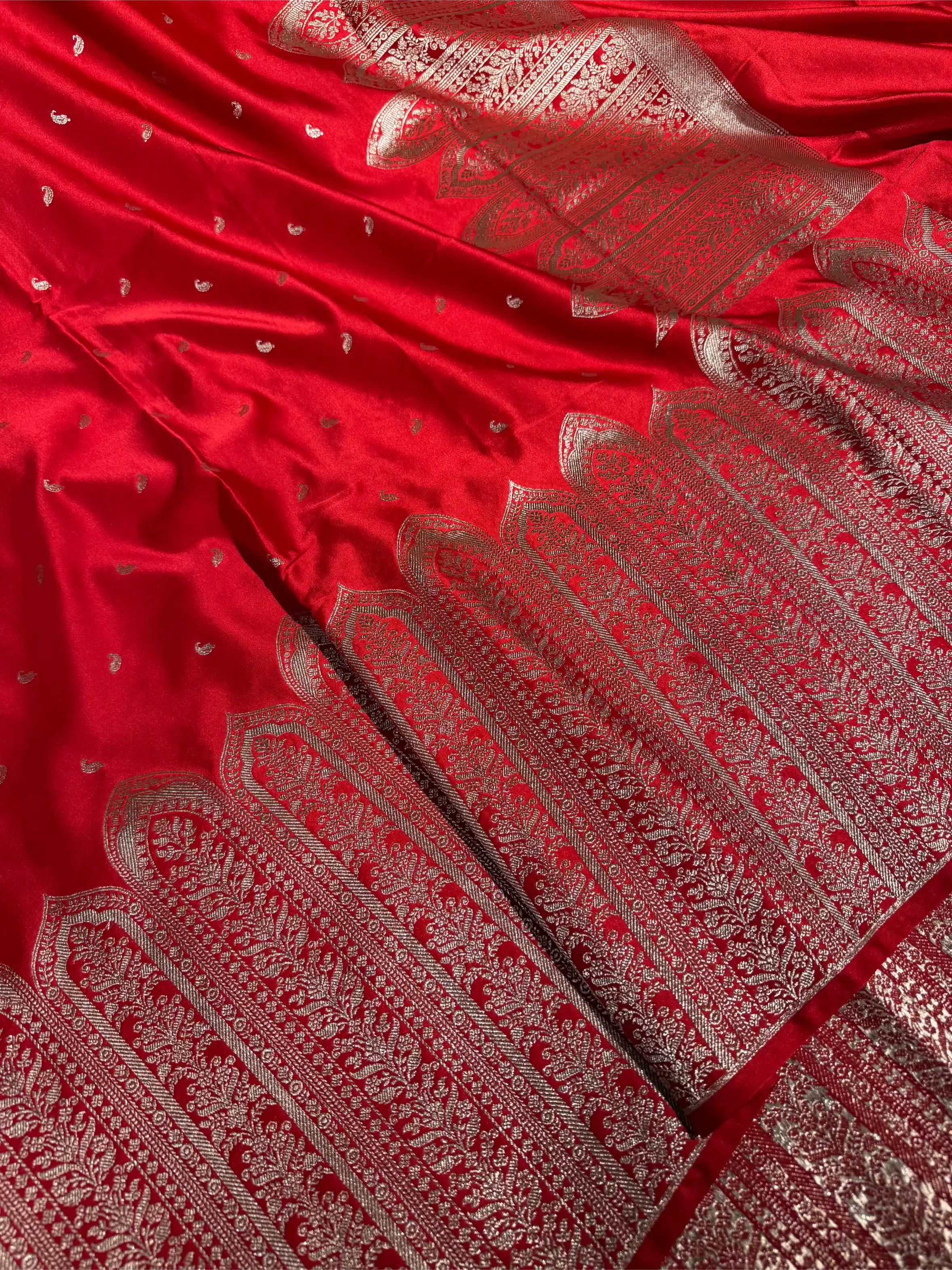 Bridal Red Mashru Katan Silk Heritage Weave Banarasi Saree