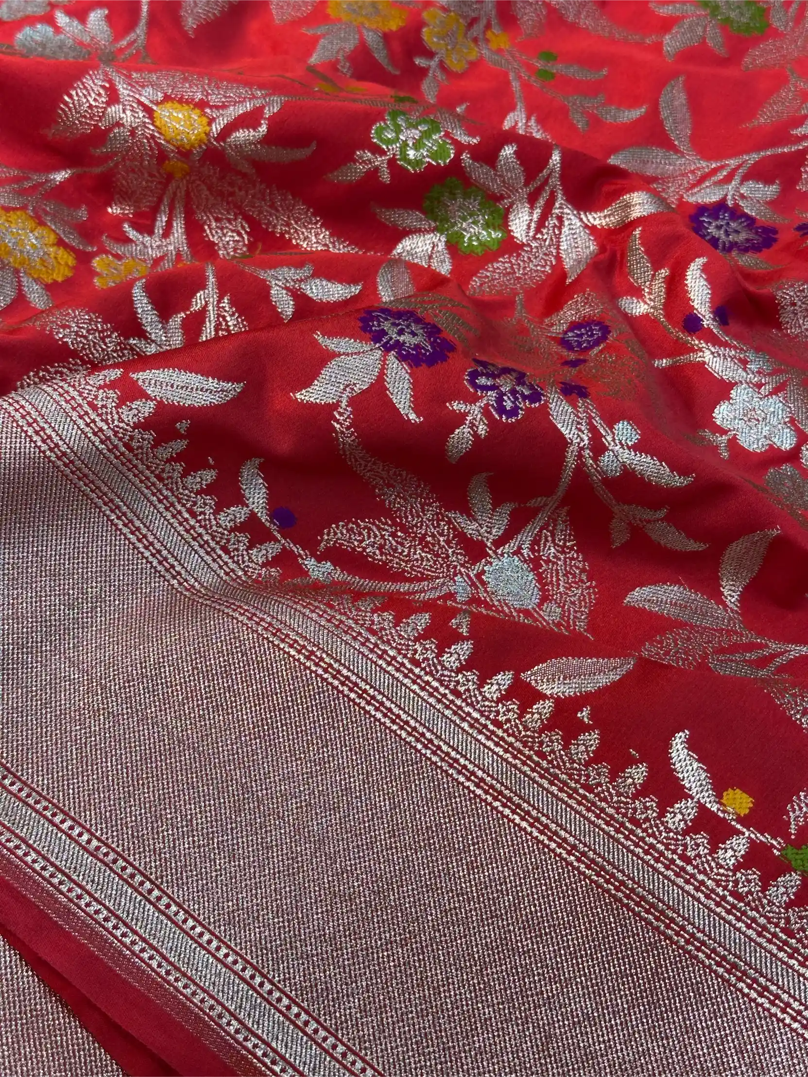 Bridal Red Mashru Katan Silk Meenakari Intricate Weave Banarasi Saree