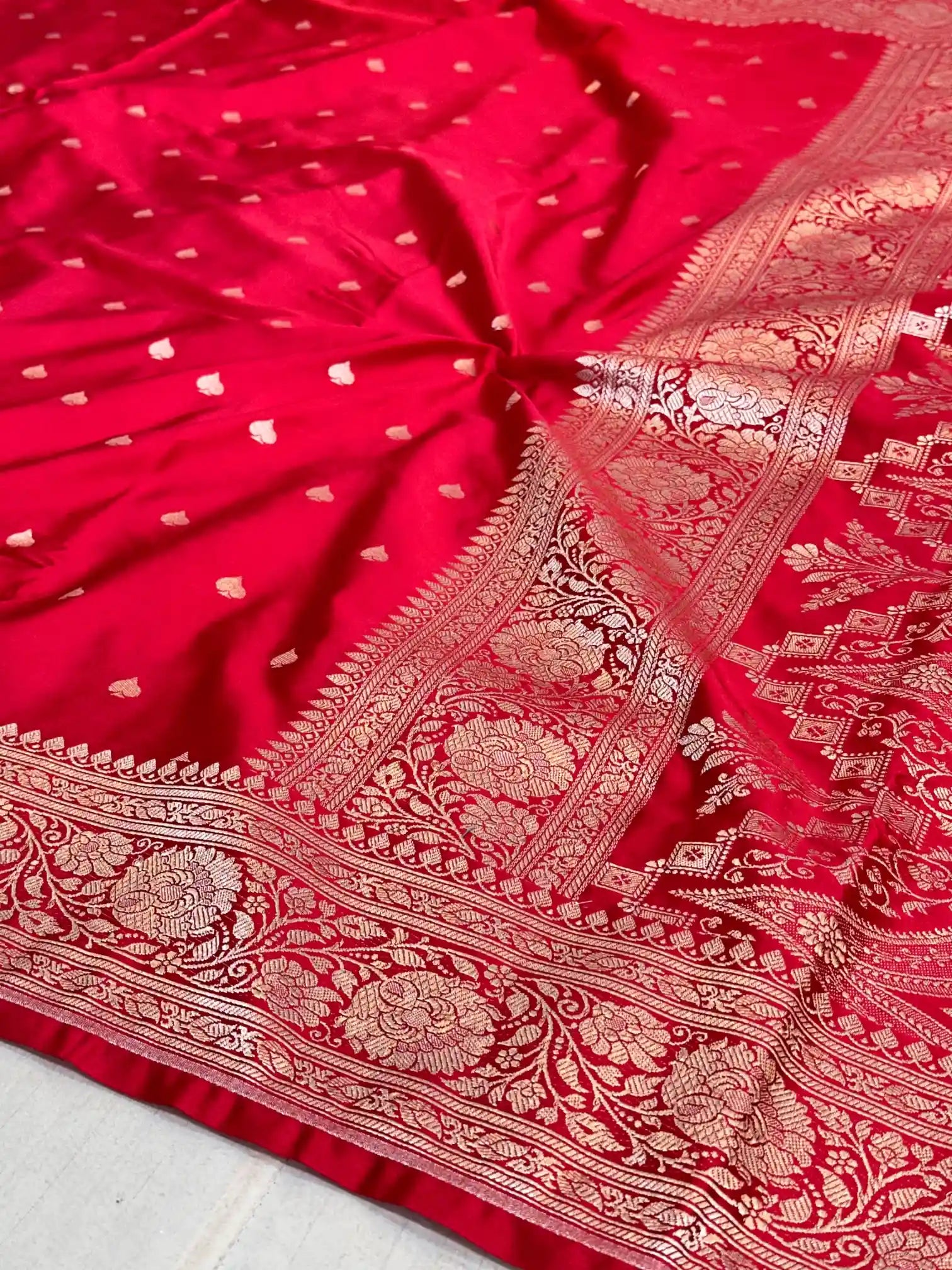 Bridal Red Premium Mashru Katan Saree