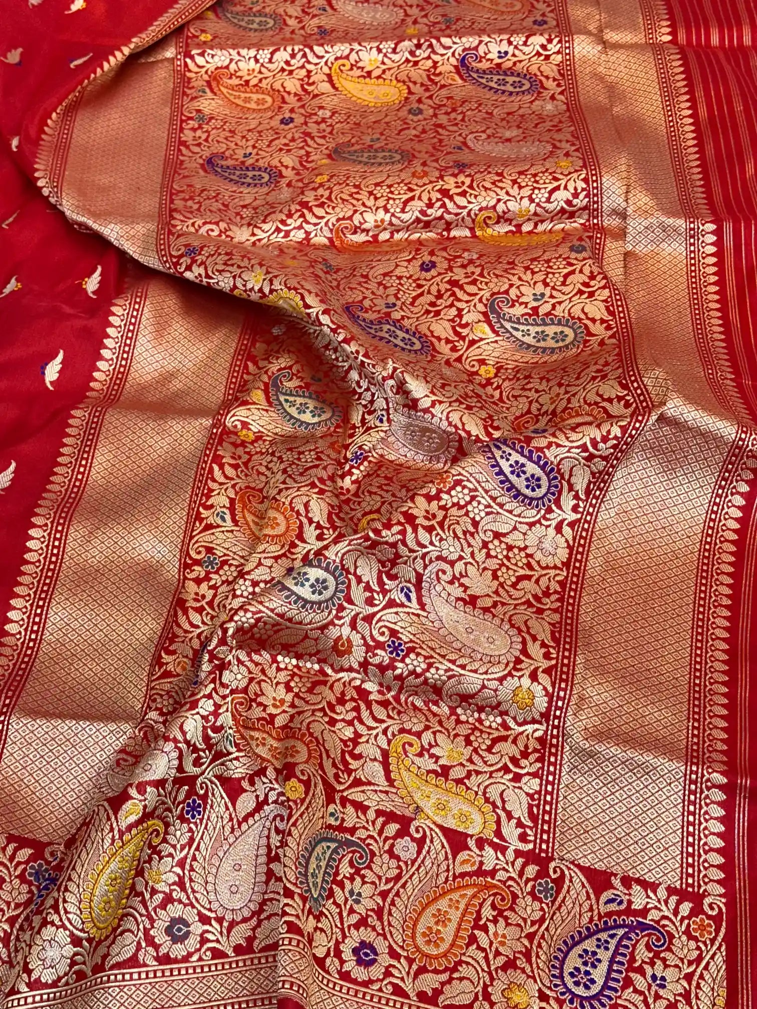 Bridal Red Pure Katan Silk Handwoven Banarasi Saree