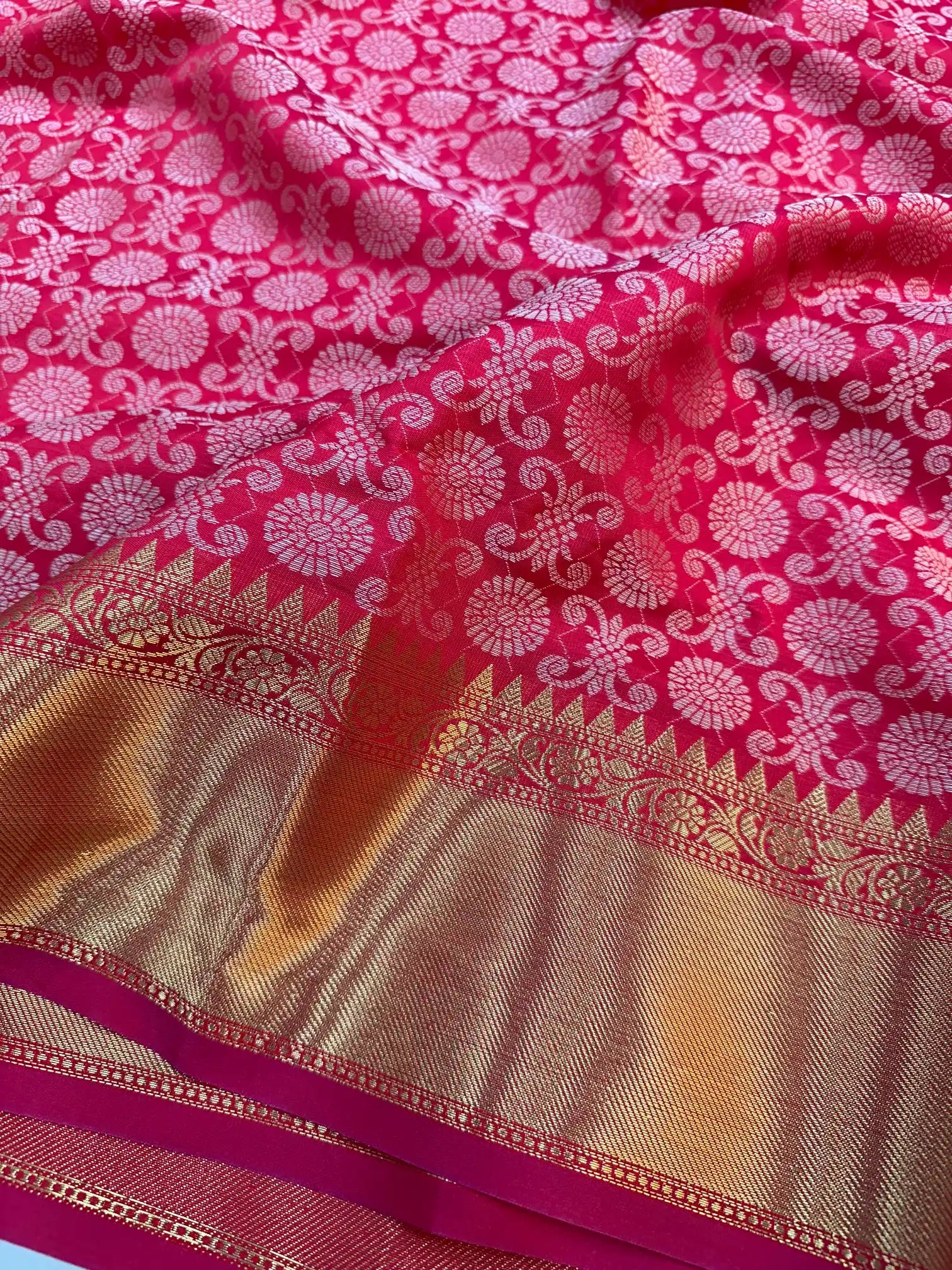 Bridal Red Subtle embossed soft tissue silk Banarasi Saree