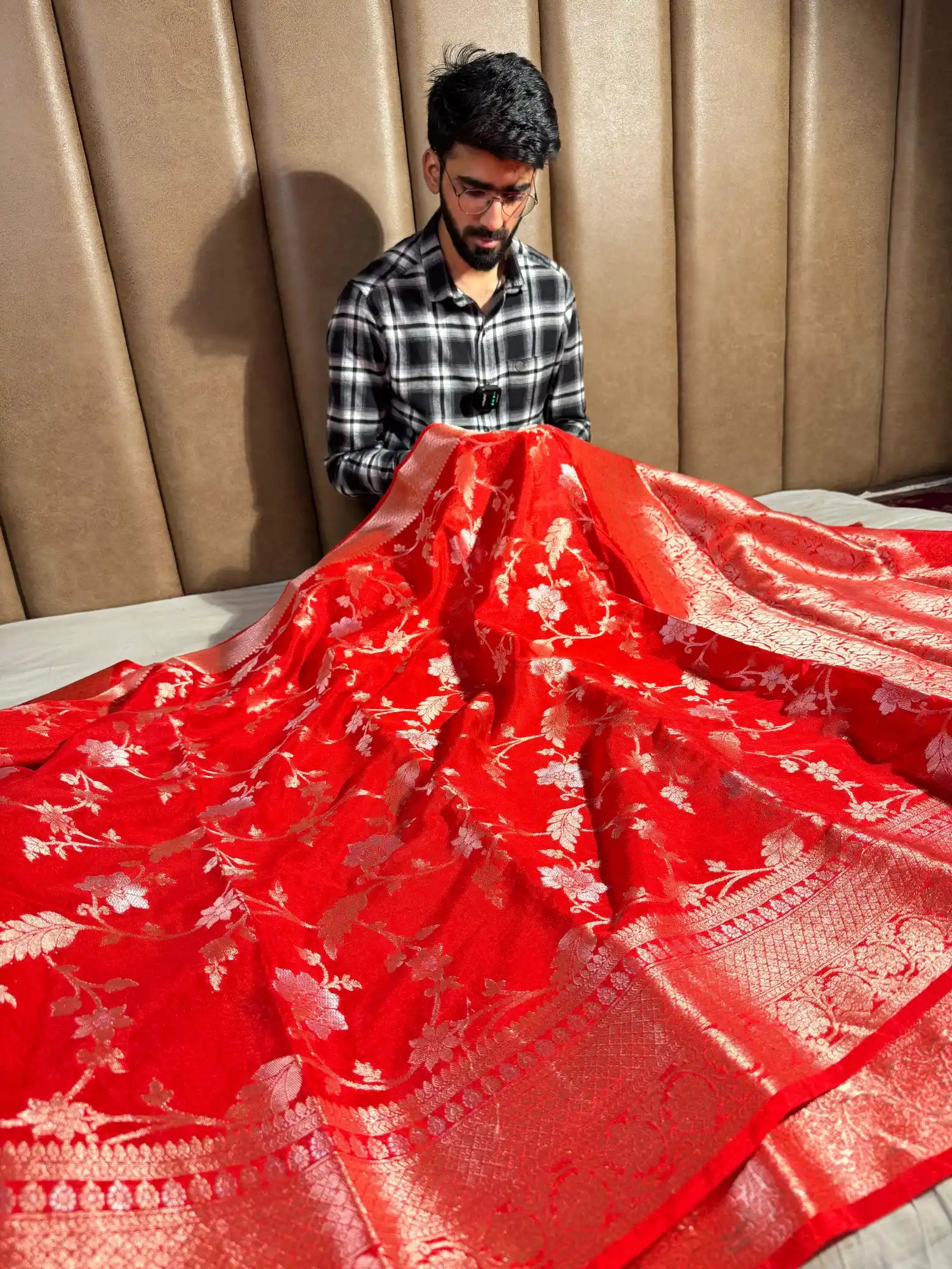 Bridal Red Warm Silk Meenakari Weave Banarasi Saree