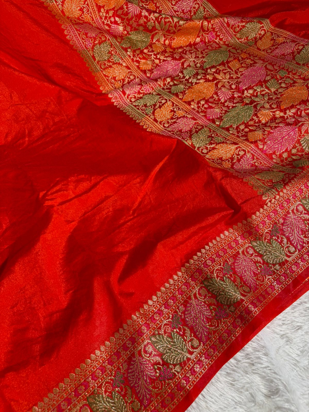 Bridal Red Warm Silk Tilfi Meena Banarasi saree