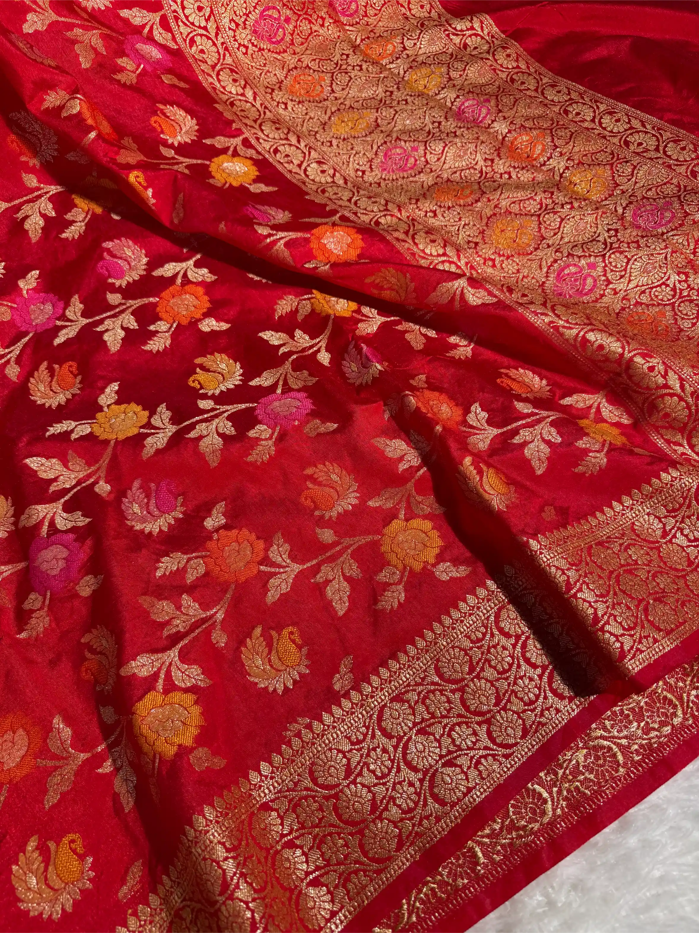 Bridal Red Warm Silk Tilfi Meenakari Banarasi Saree