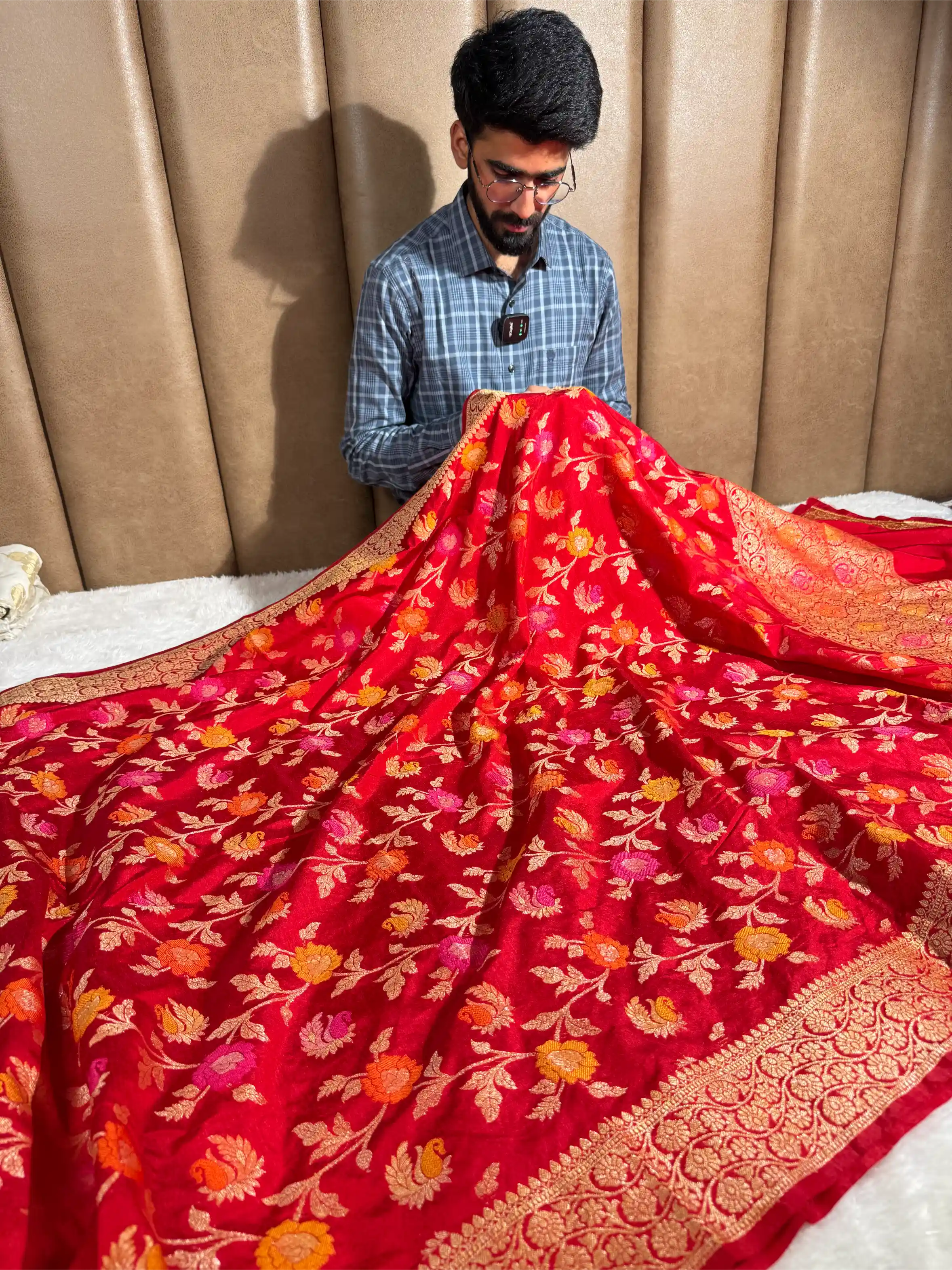 Bridal Red Warm Silk Tilfi Meenakari Banarasi Saree