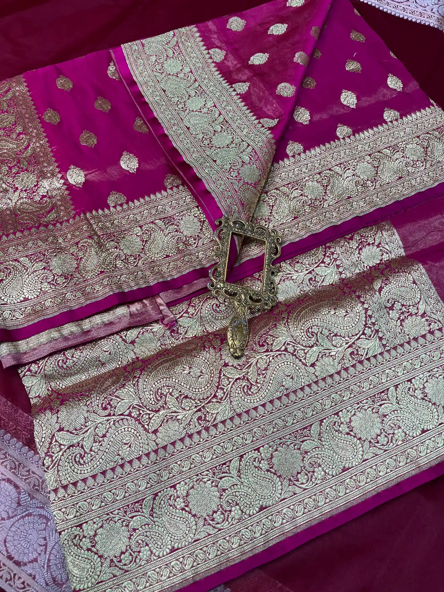 Bridal Purple Satin Silk Premium Buta Banarasi Saree