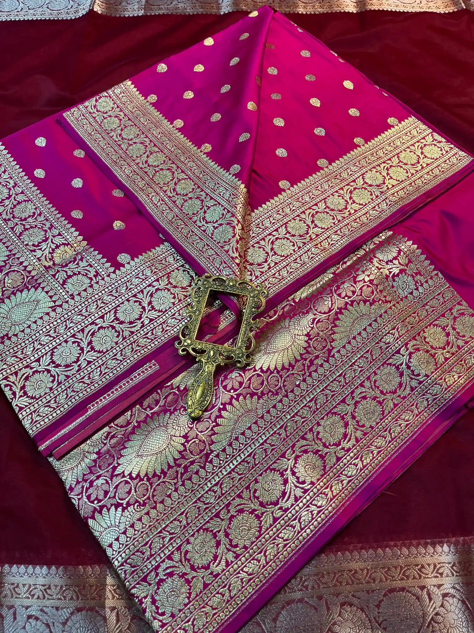 Bridal Rani Satin Silk Premium Buti Banarasi Saree