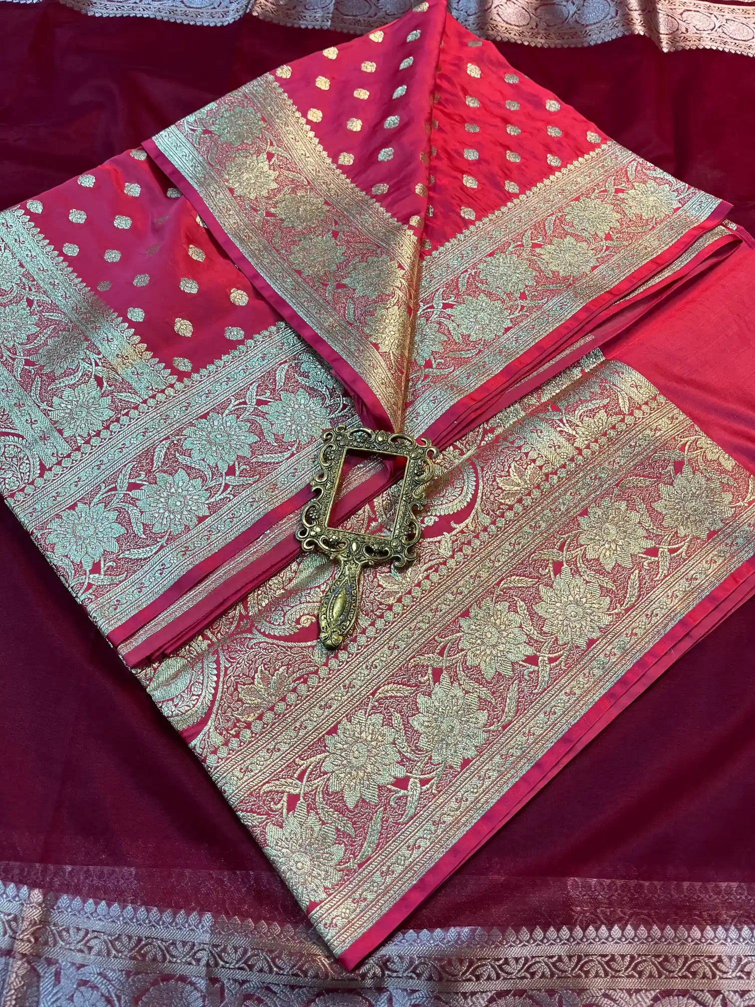 Bridal Rani Satin Silk Premium Buti Banarasi Saree