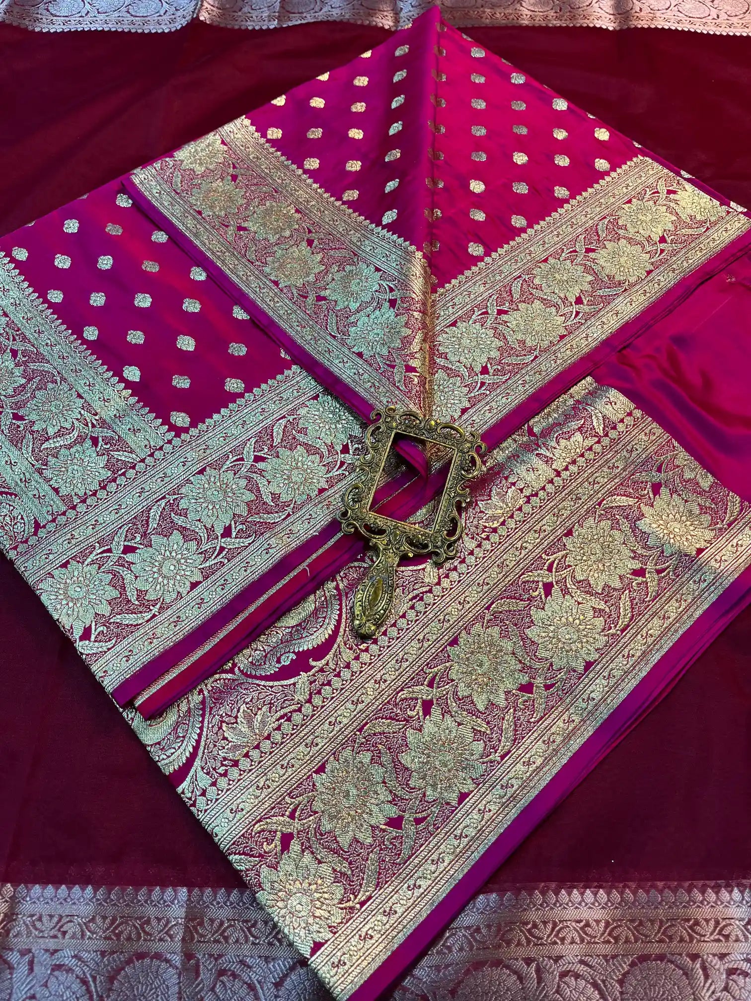 Bridal Rani Satin Silk Premium Buti Banarasi Saree