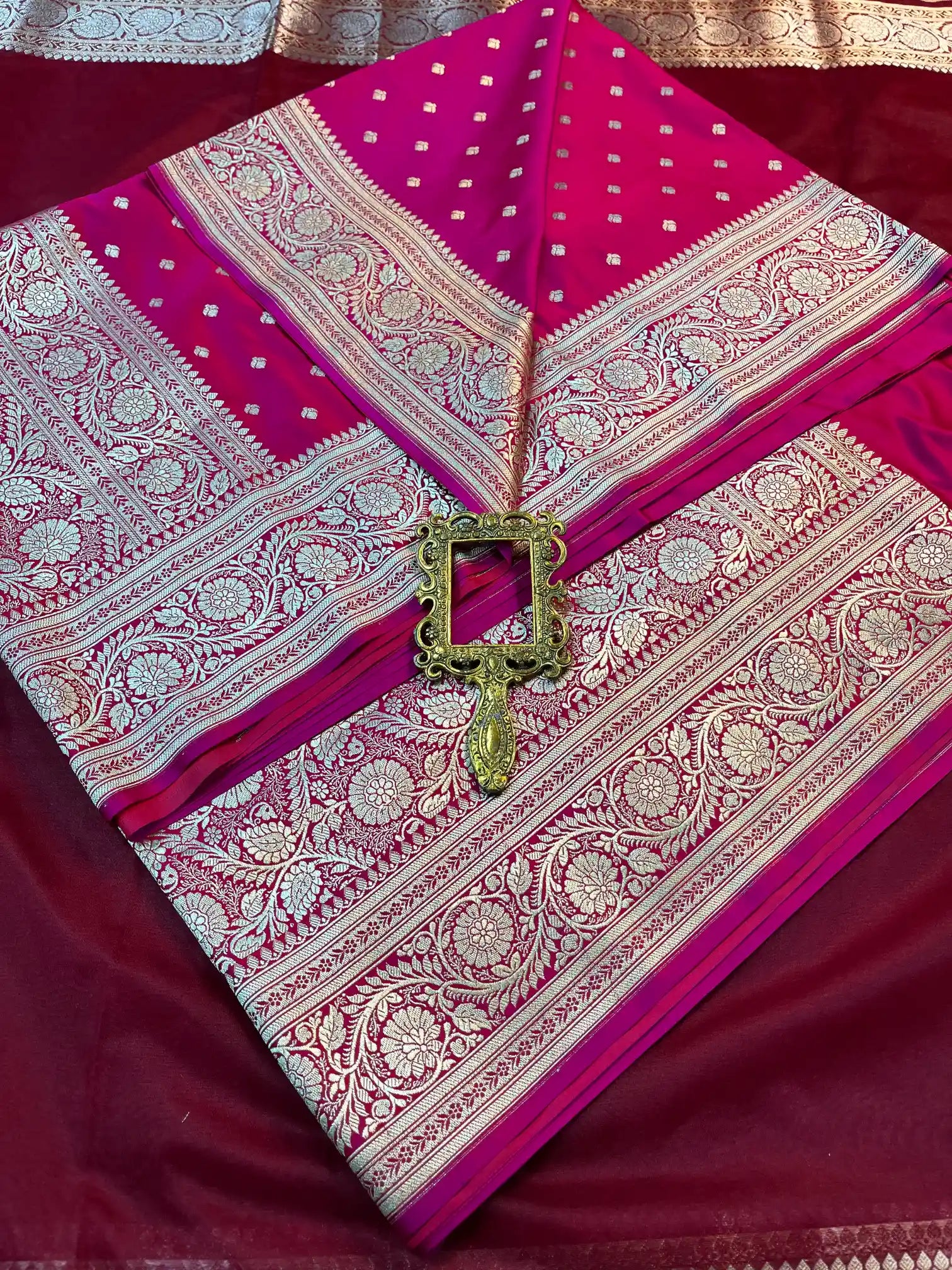 Bridal Rani Satin Silk Premium Buti Banarasi Saree