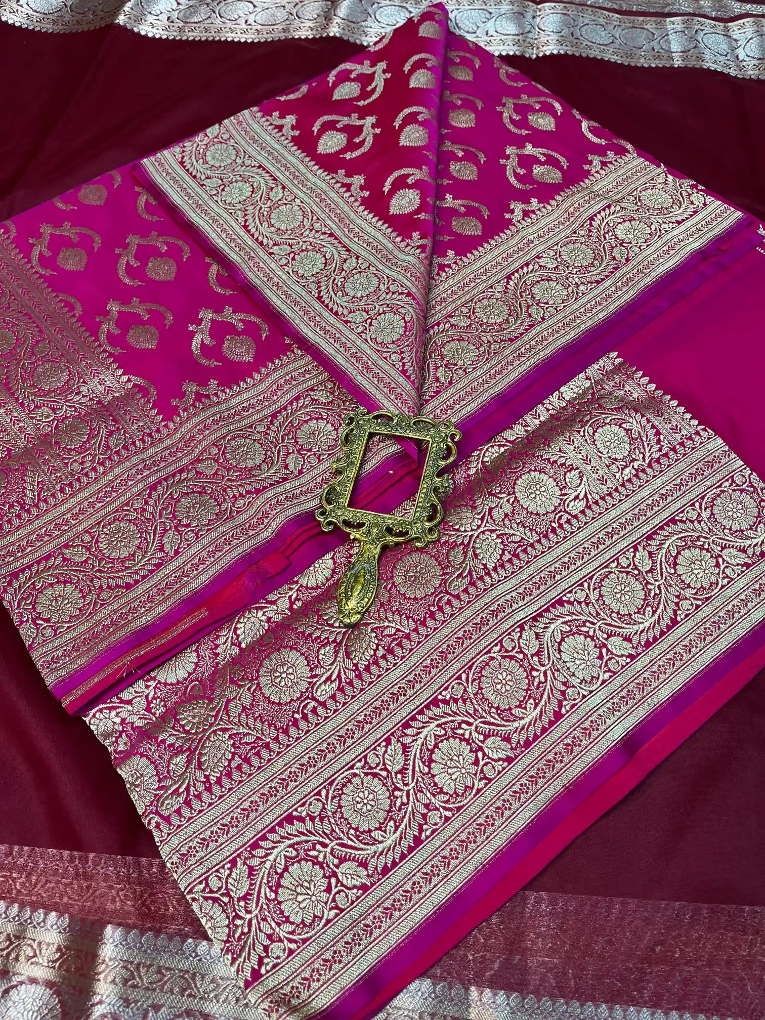 Bridal Rani Satin Silk Premium Floral Jaal Banarasi Saree