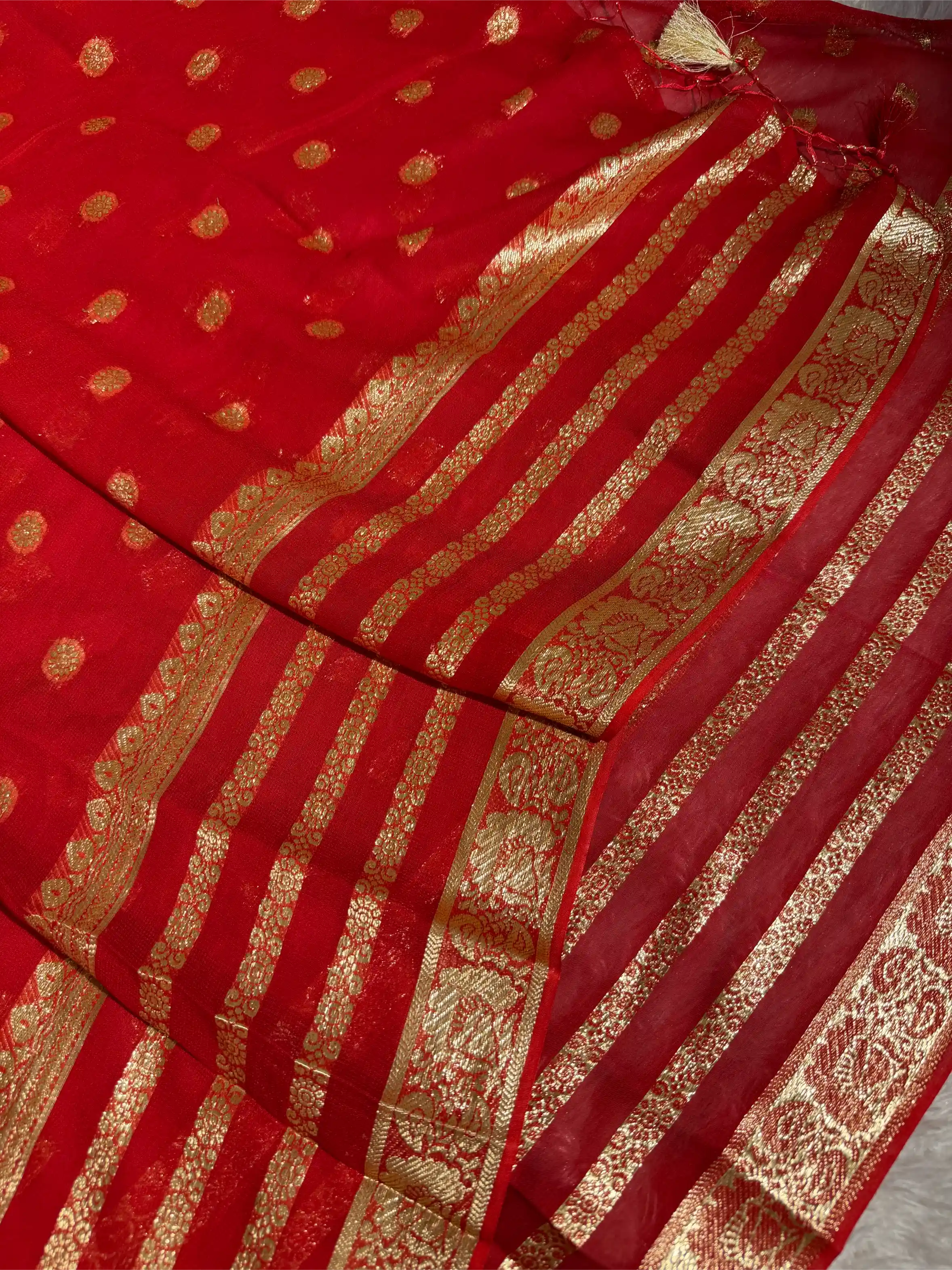 Bridal red premium viscose Georgette Banarasi saree