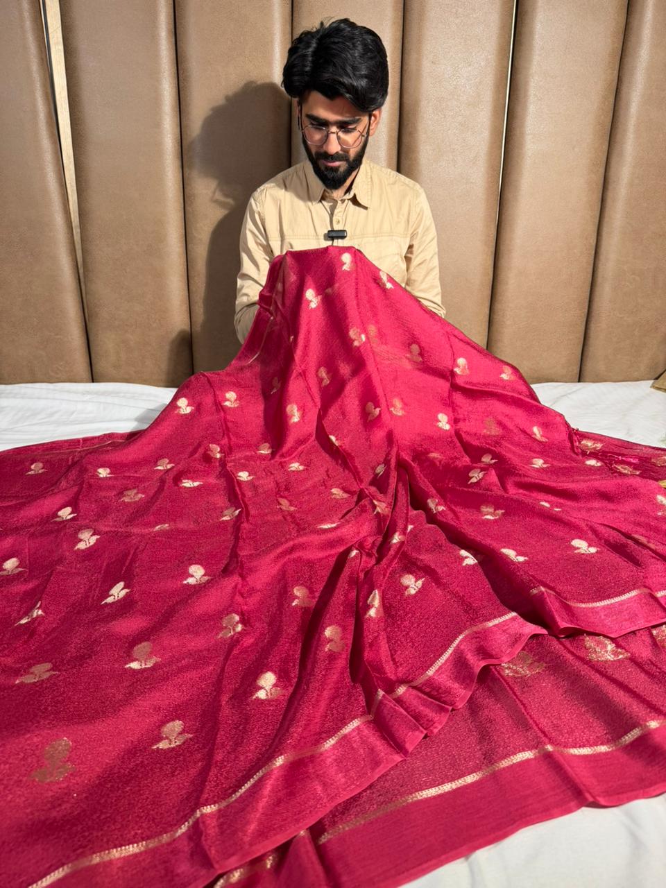 Bright Rani viscose Georgette Banarasi Saree