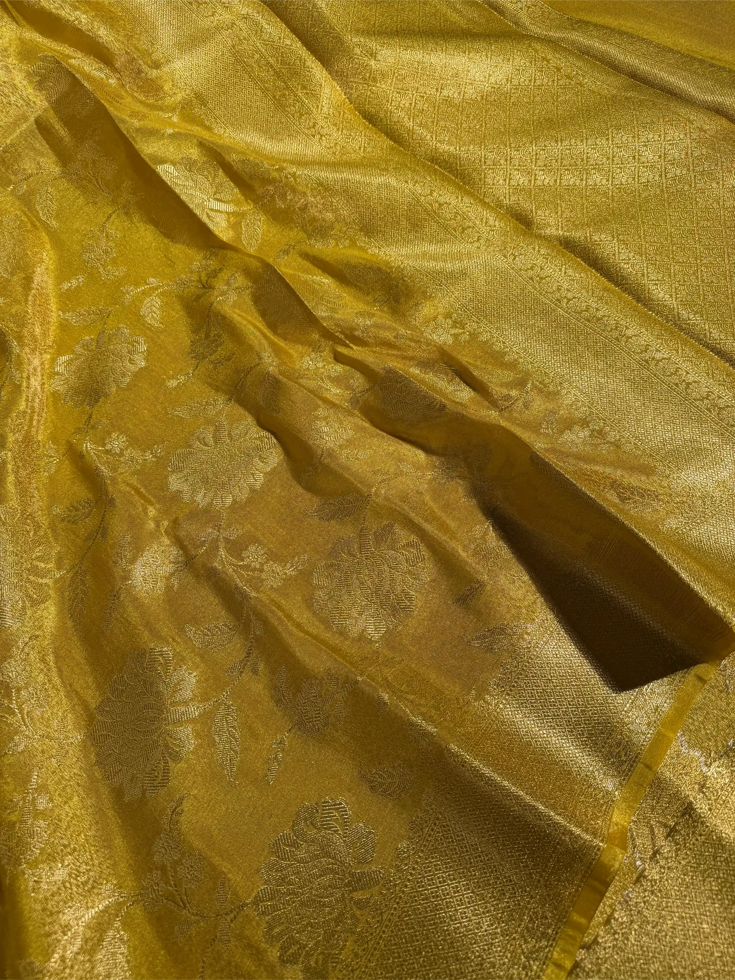 Bright Yellow Breathable Tissue Silk Banarasi Saree