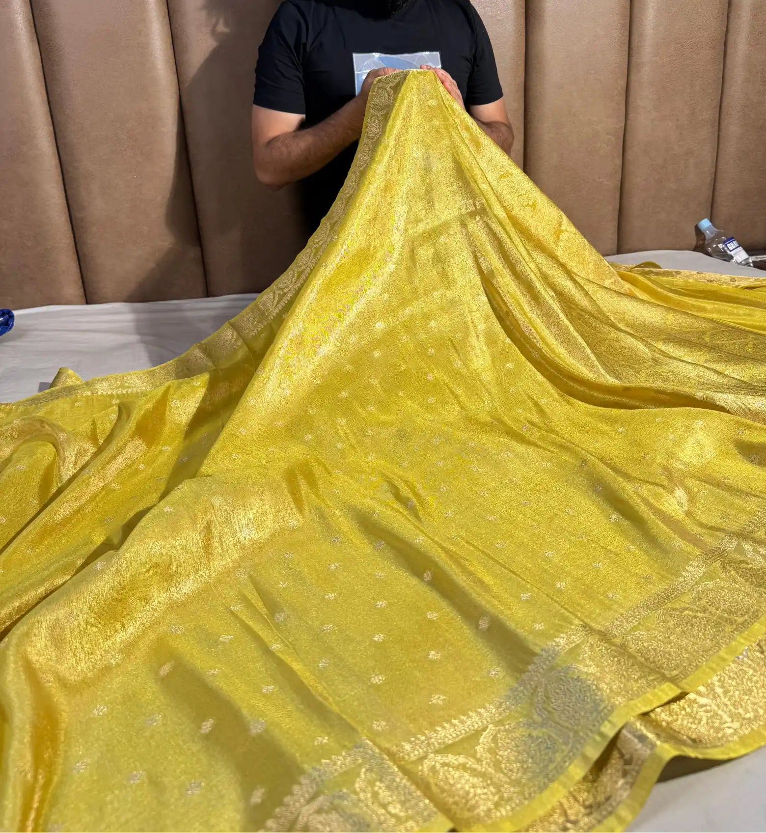 Bright Yellow Soft Luxurious Tissue Silk Saree with Rich Pallu and Blouse