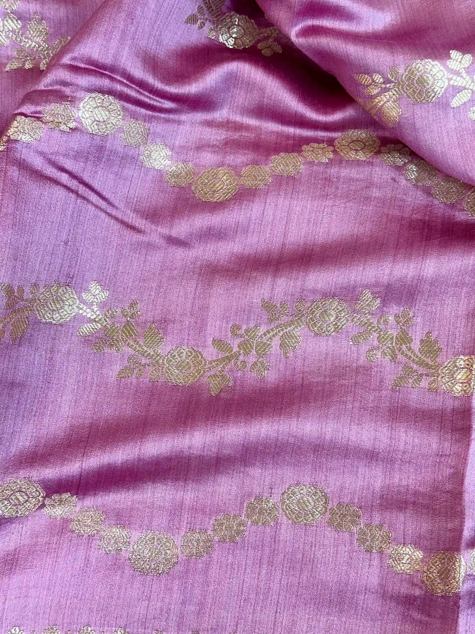 Bright Pink Pure Chiniya Silk Banarasi Saree