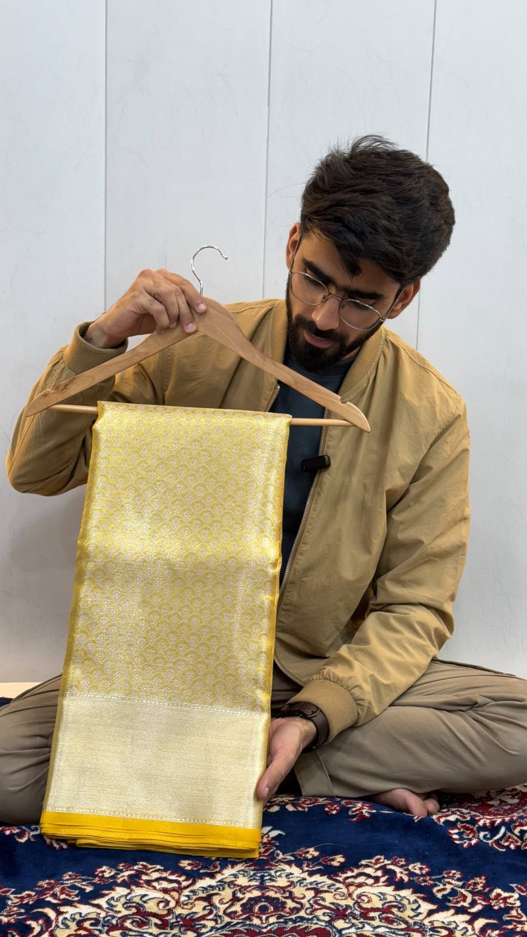 Bright Yellow Kanjeevaram Tissue Silk Zari Brocade Saree