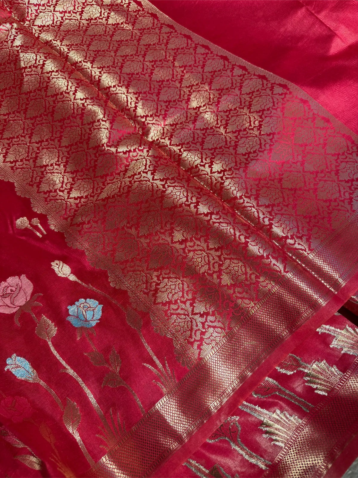 Cheery Pink Contemporary Premium Raw Dupion Silk Saree