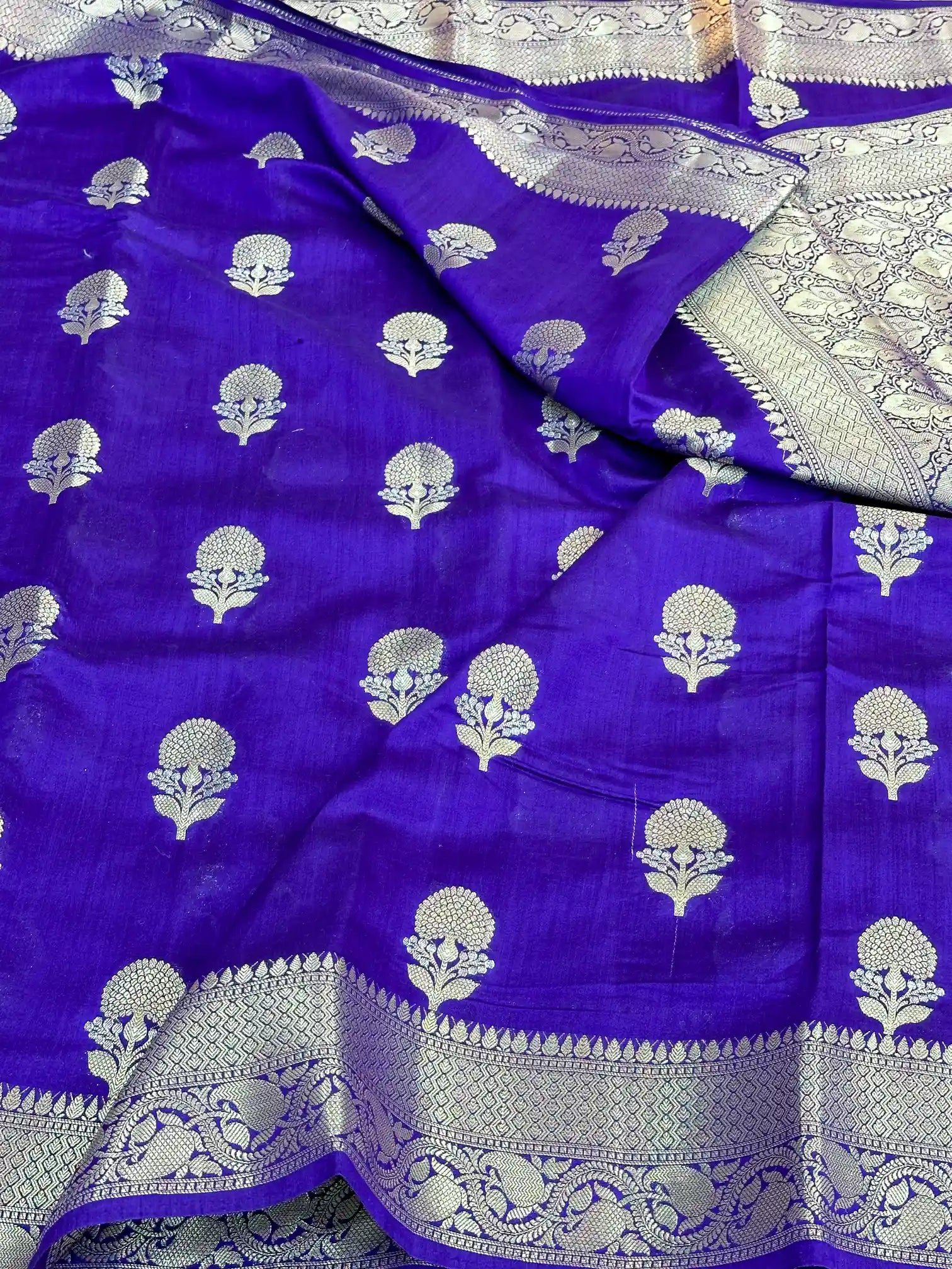 Chelsea Blue Chiniya Silk Traditional Buta Banarasi Saree