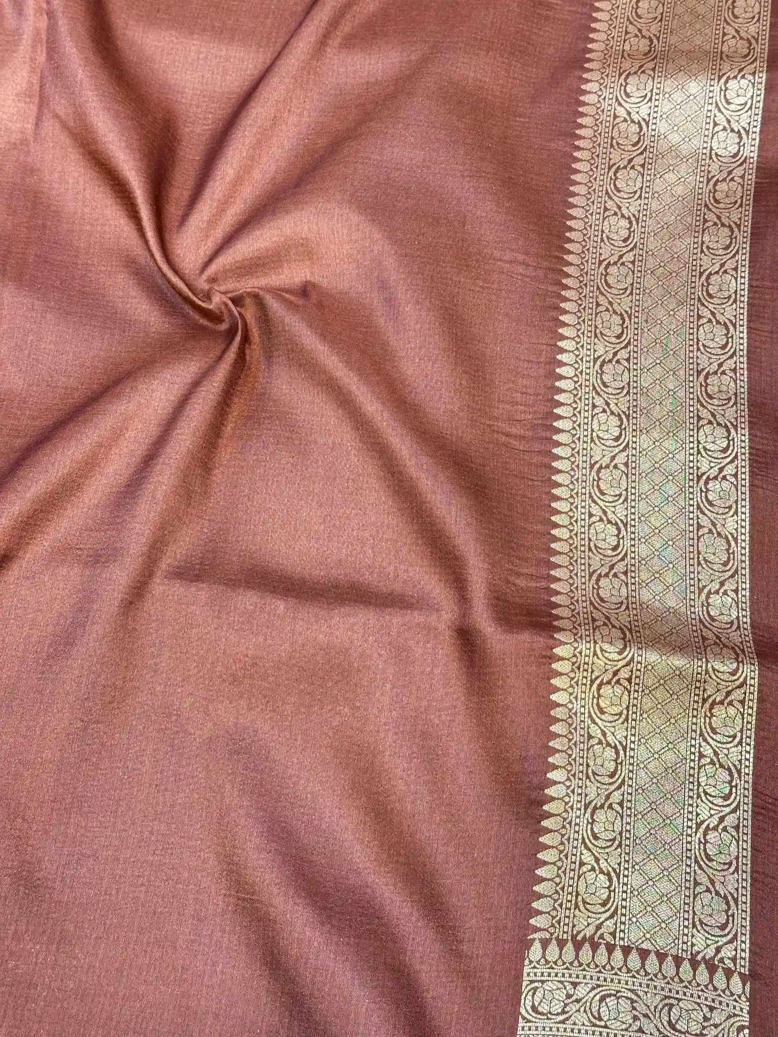 Coffee Brown Kadhua Inspired Pure Katan Silk Saree