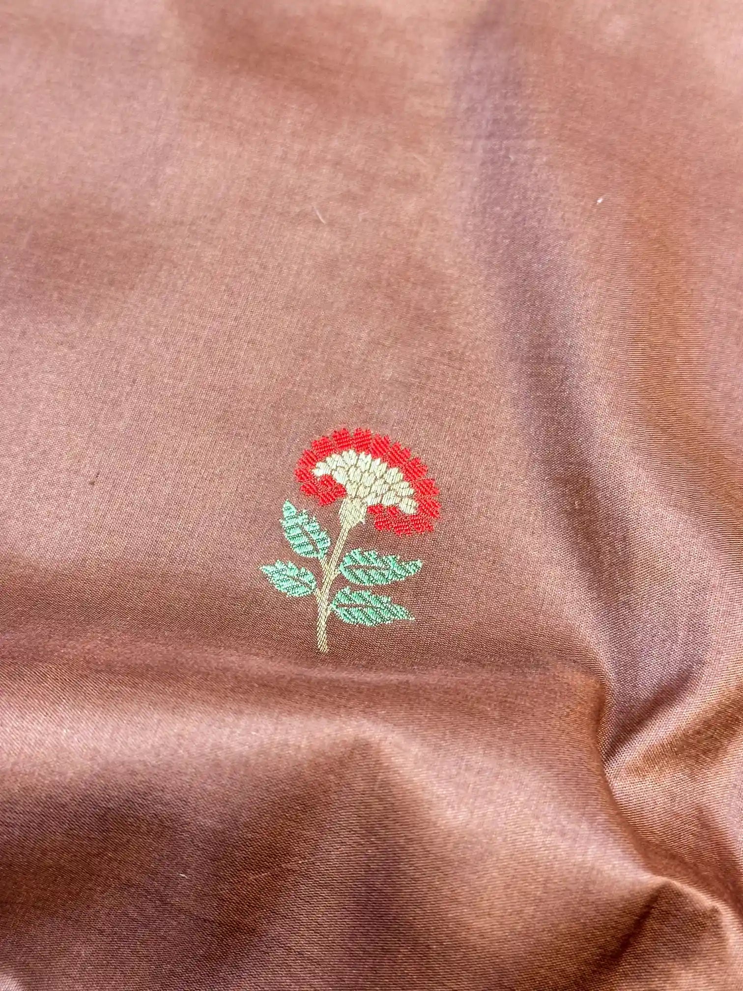 Coffee Brown Kadhua Inspired Pure Katan Silk Saree