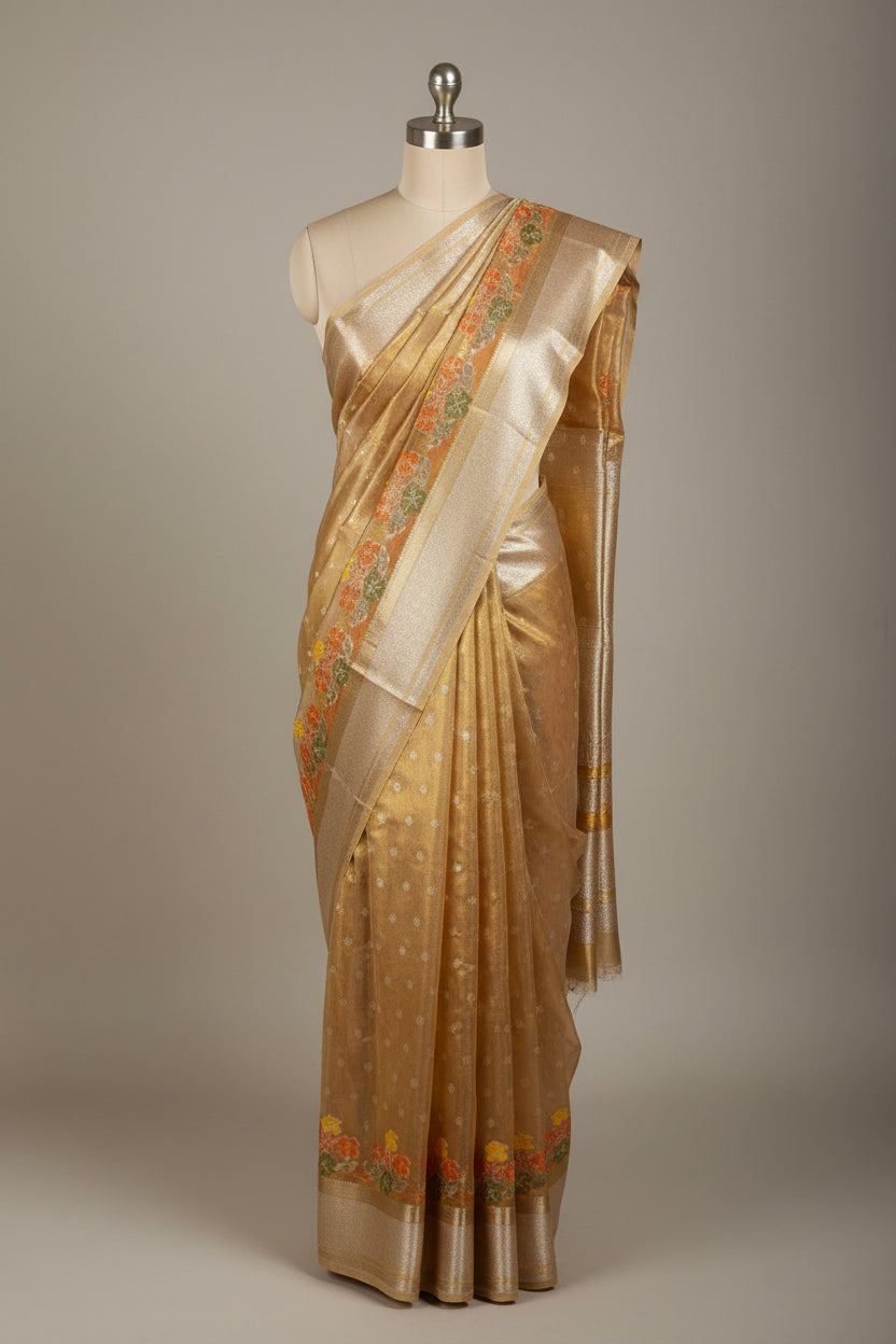 Copper Shade Tissue Silk Buti Weave Banarasi Saree