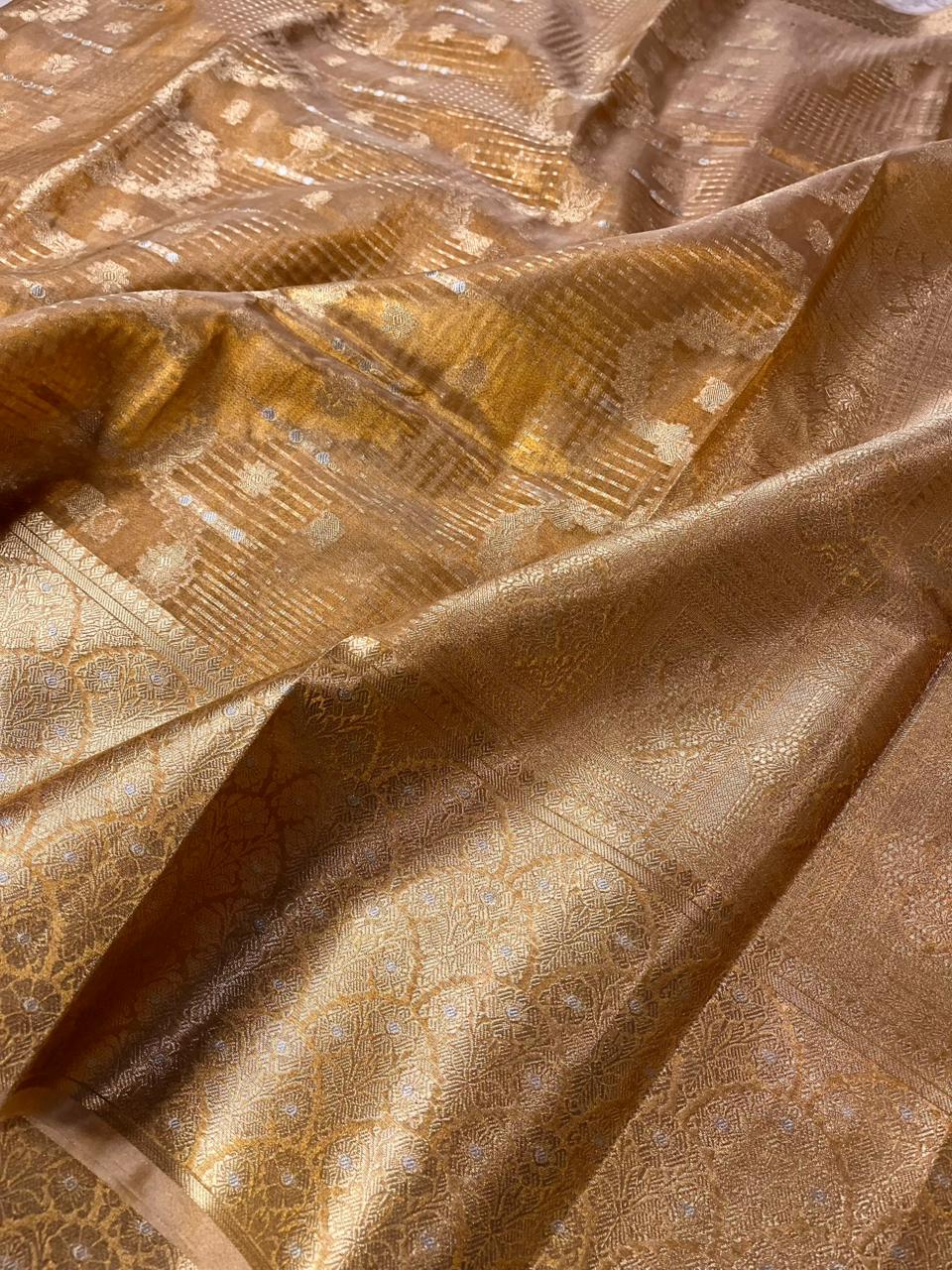 Copper Shade Tissue Silk Traditional Weave Banarasi Saree