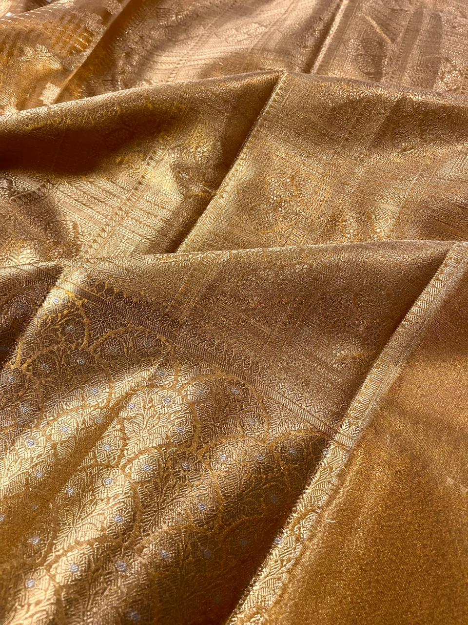 Copper Shade Tissue Silk Traditional Weave Banarasi Saree