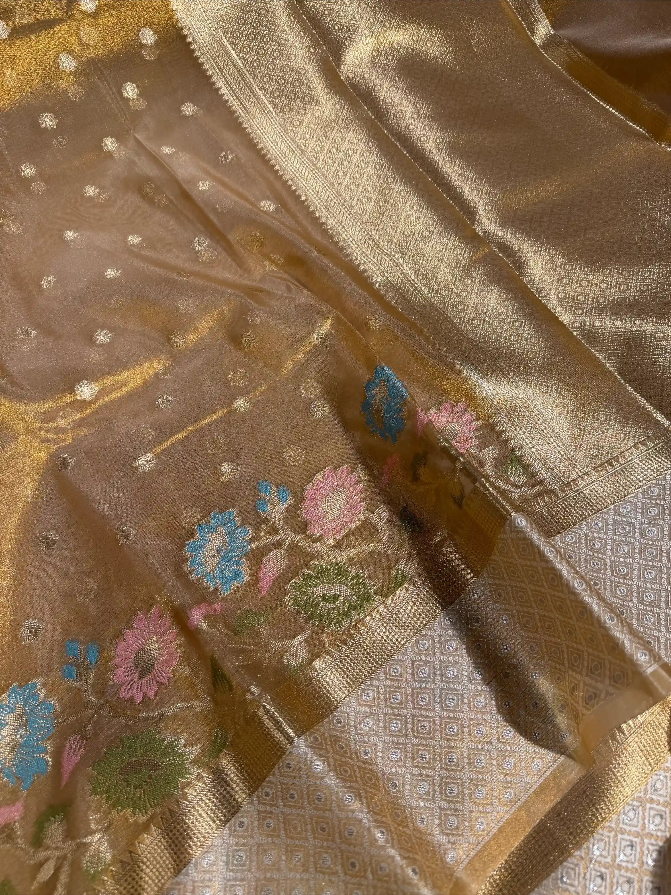 Copper Tissue Silk Heritage Meenakari Weave Banarasi Saree