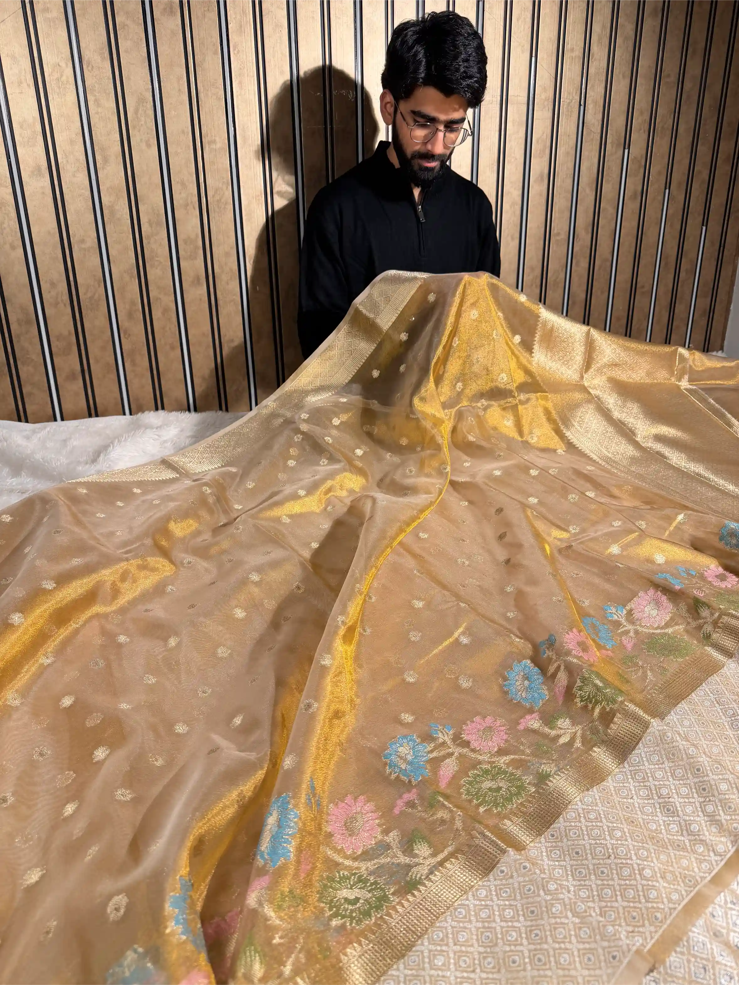 Copper Tissue Silk Heritage Meenakari Weave Banarasi Saree