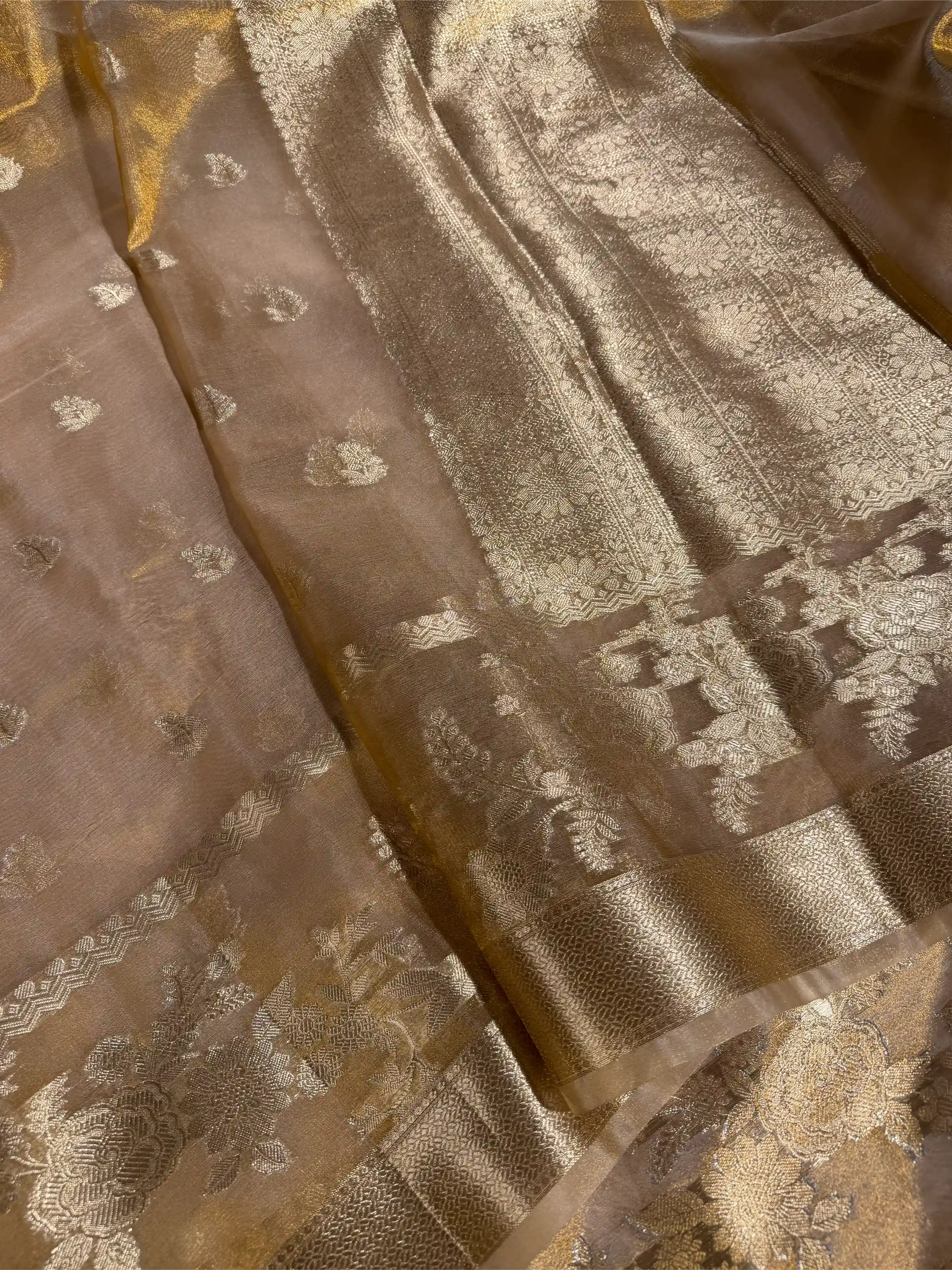 Copper Tissue Silk Traditional Buti Banarasi Saree