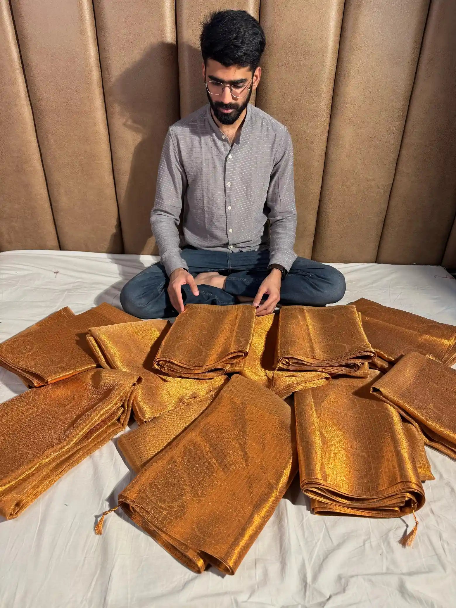 Copper Zari Kota Tissue Silk Banarasi Saree