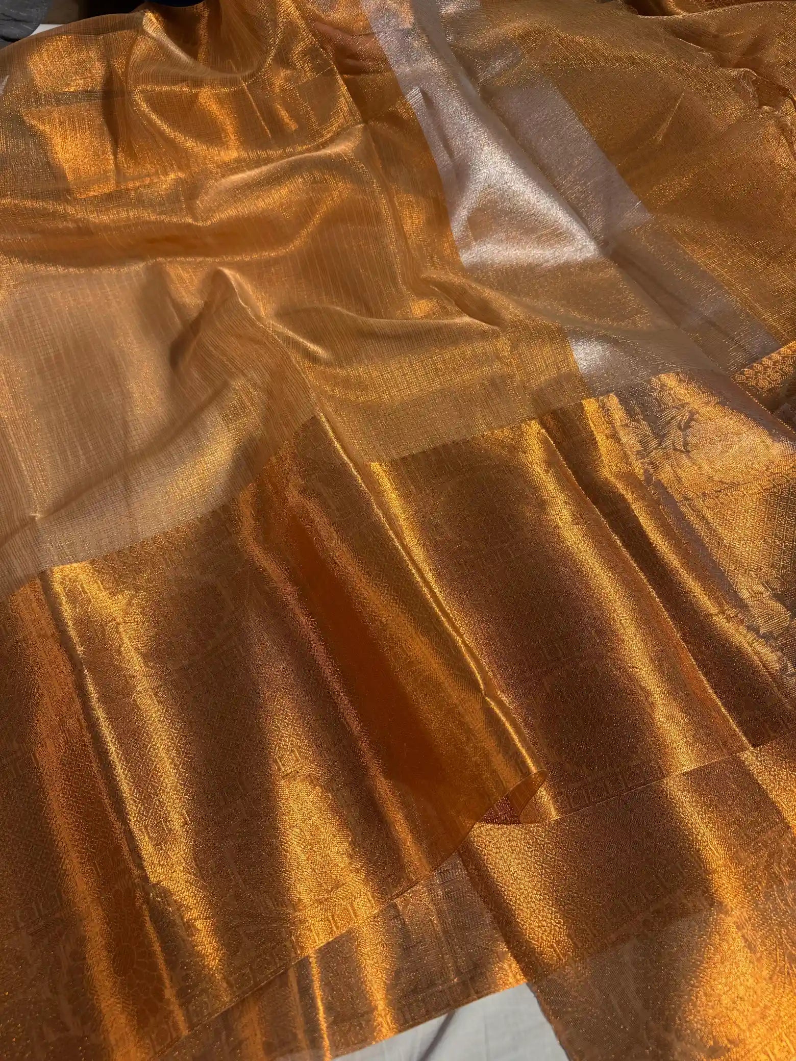 Copper Zari Kota Tissue Silk Banarasi Saree