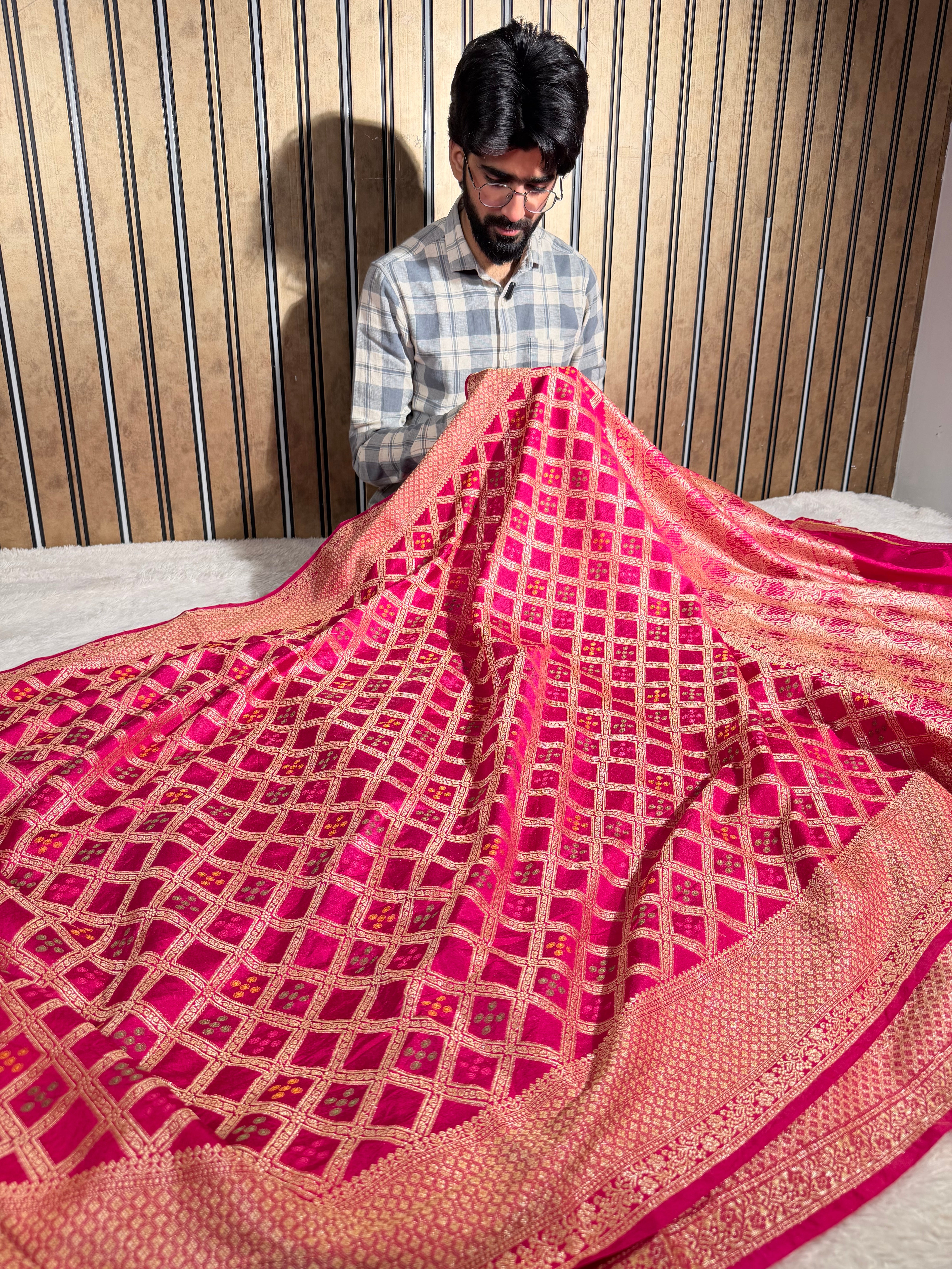 Rani Pink Soft Georgette Silk Bandhani Saree