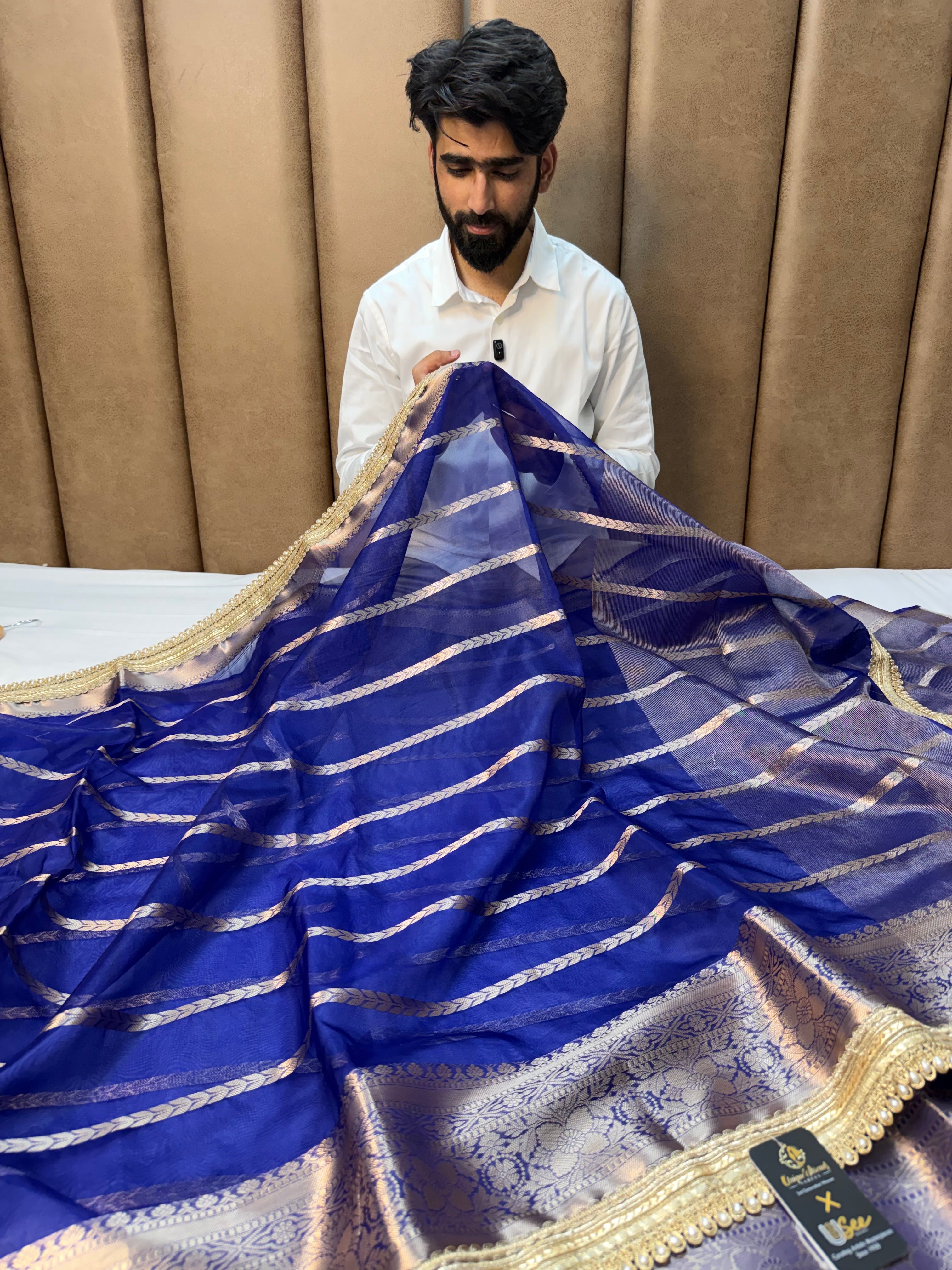 Light Navy Kora Organza Traditional Banarasi Saree