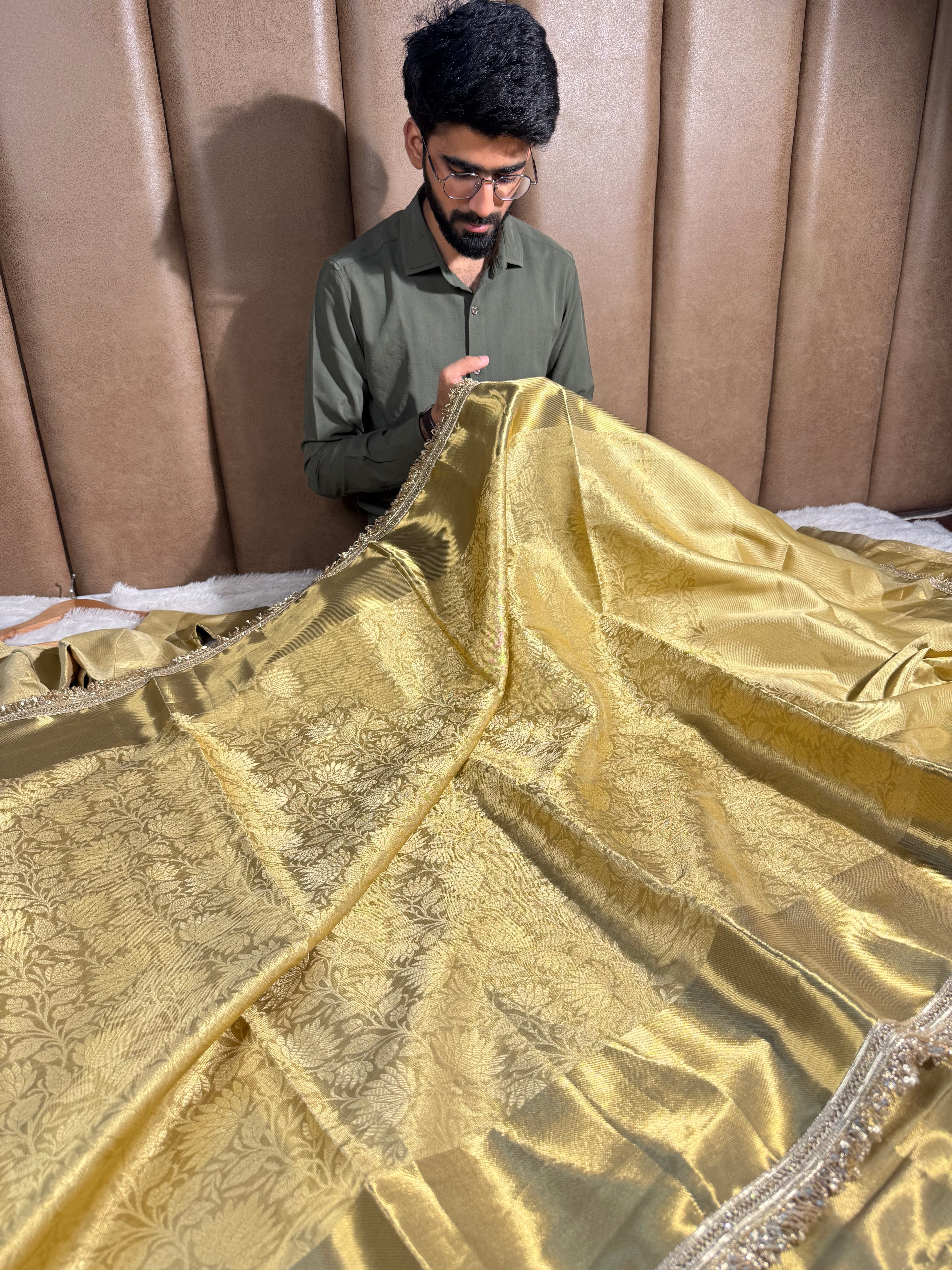 Nita Ambani Ma’am Inspired Kanjeevaram Tissue Silk Lace Attached Saree