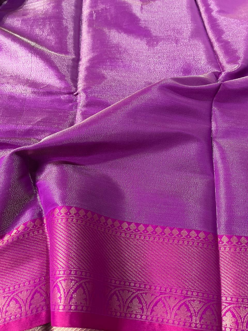 Dark Blue Tissue Silk Traditional Banarasi Saree