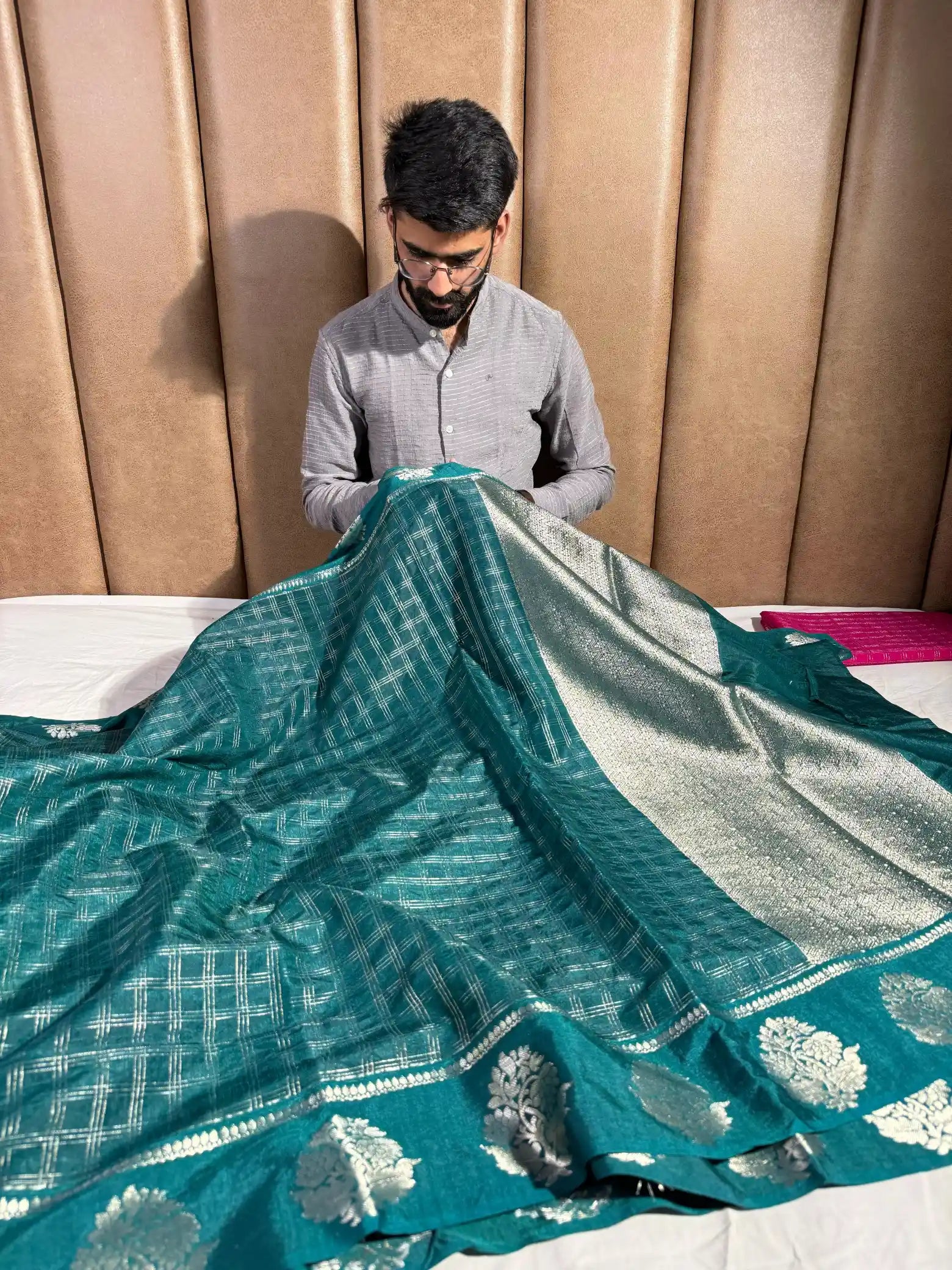 Dark Green Premium Viscose Crepe Silk Exclusive Banarasi Saree