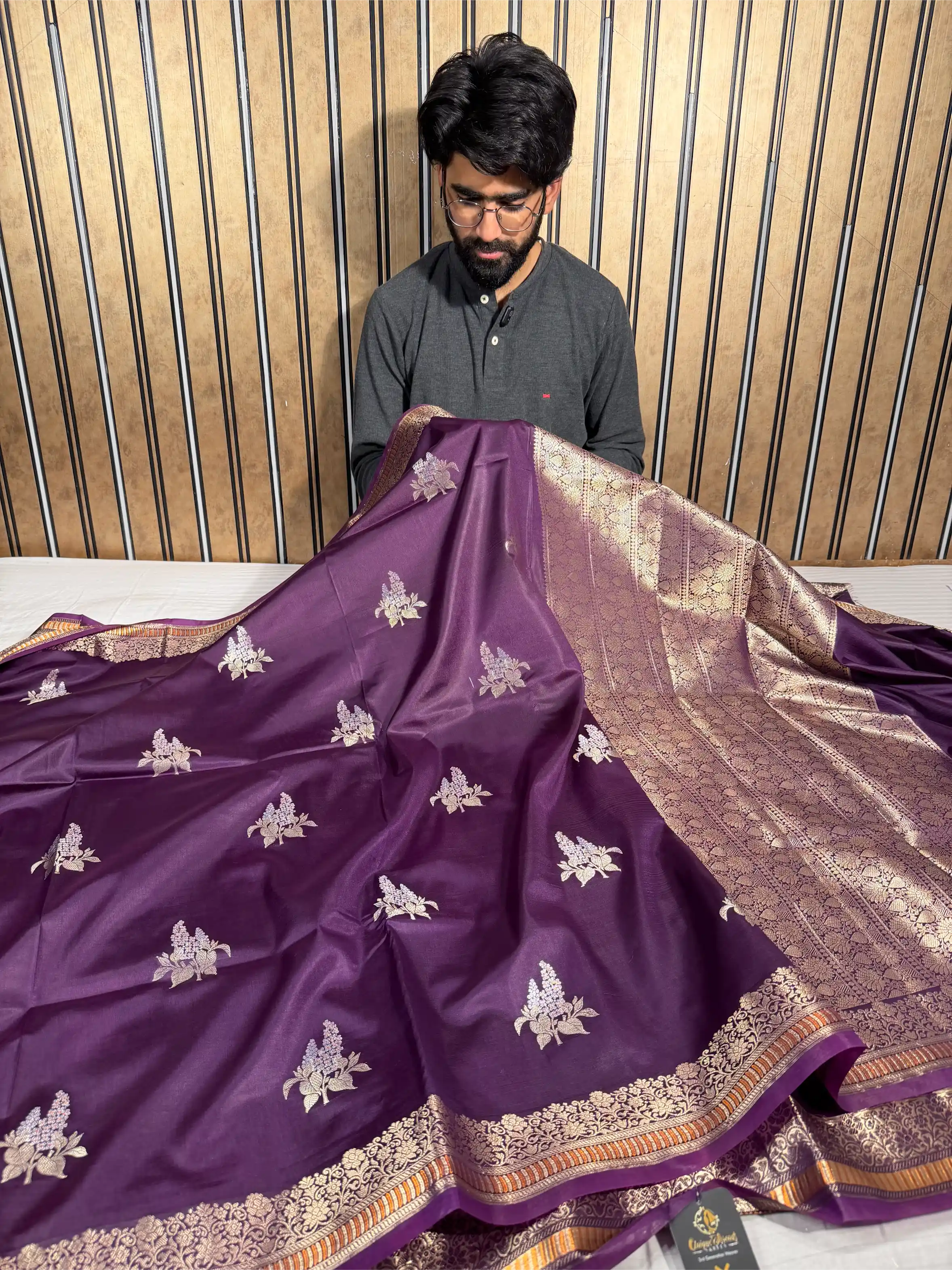 Deep Purple Raw Dupion Silk Traditional Banarasi Saree