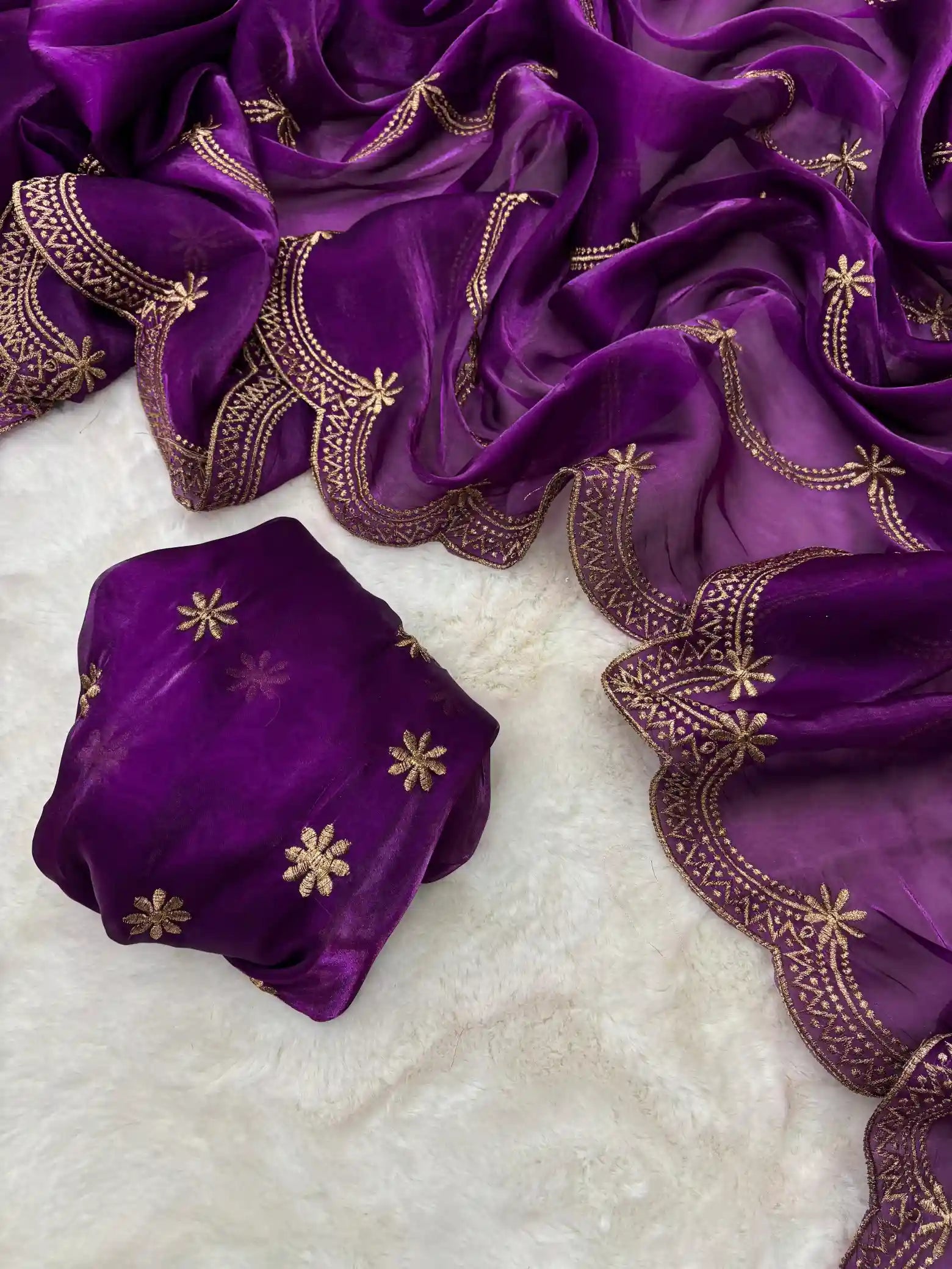 Deep Purple Shade Shimmery Tissue Silk Saree