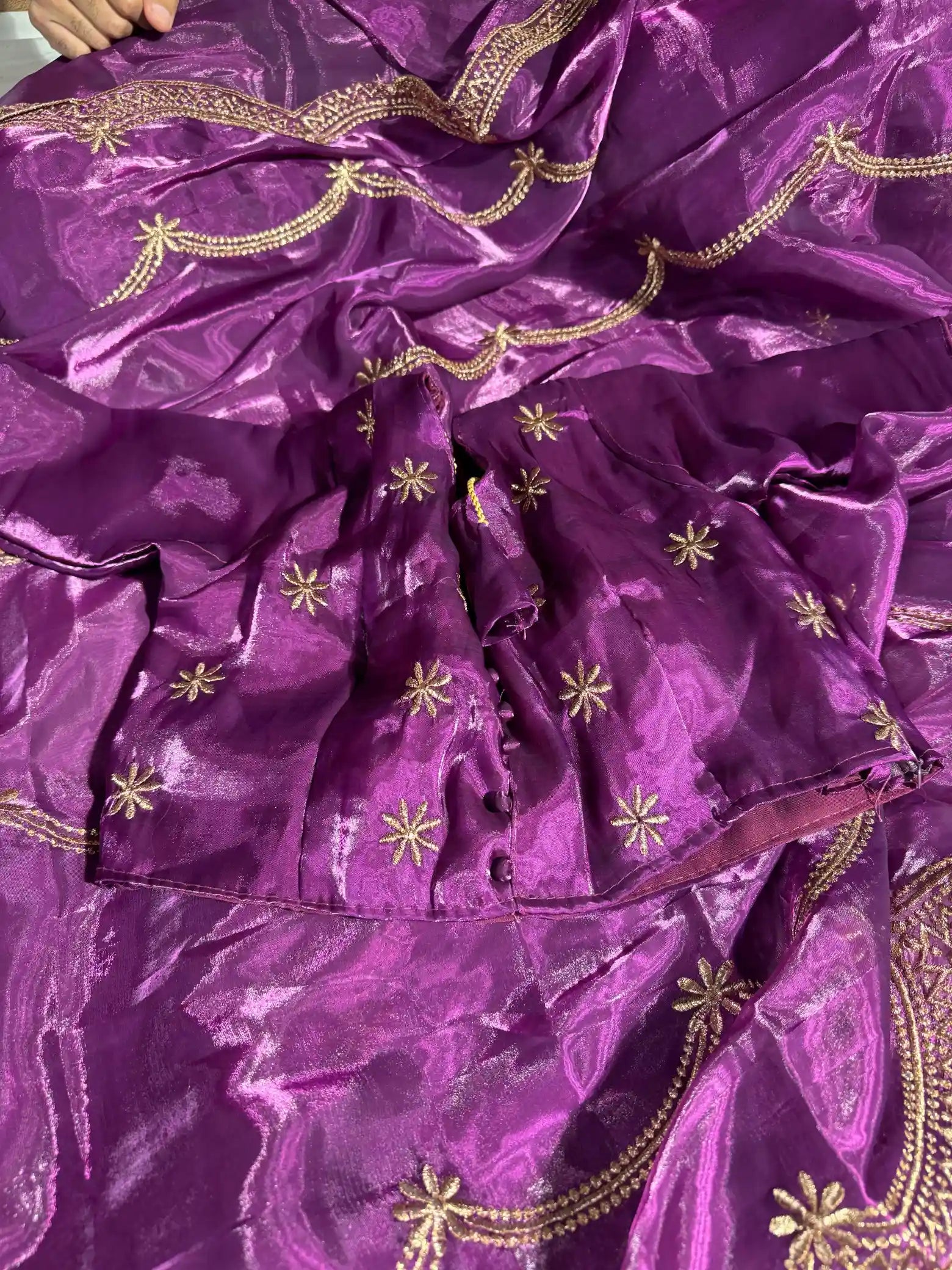 Deep Purple Shade Shimmery Tissue Silk Saree