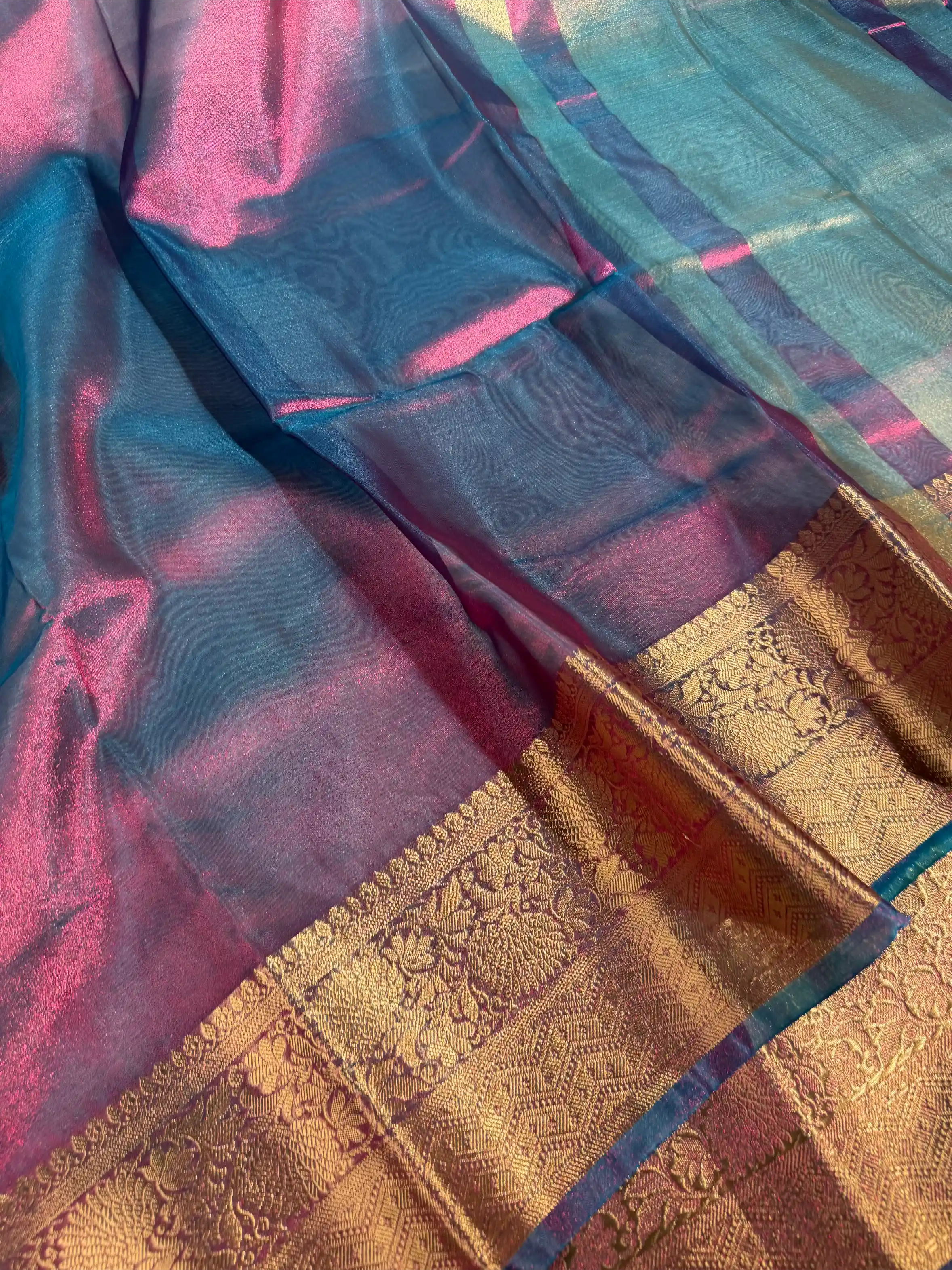 Dhoop Chaon German Blue Soft Tissue Silk Traditional Weave Banarasi Saree