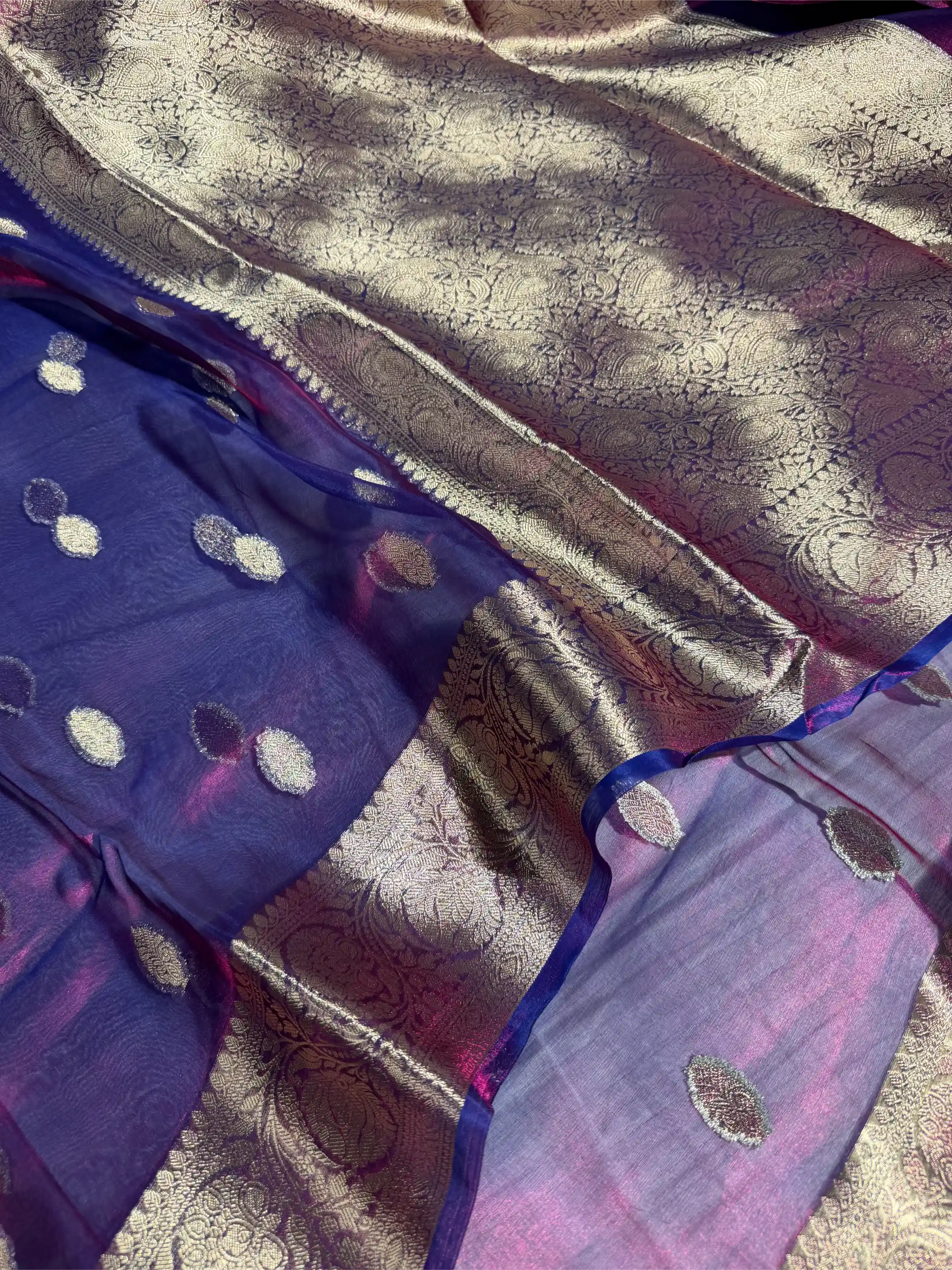 Dhoop Chaon Baigani Pure Tissue Silk Banarasi Saree