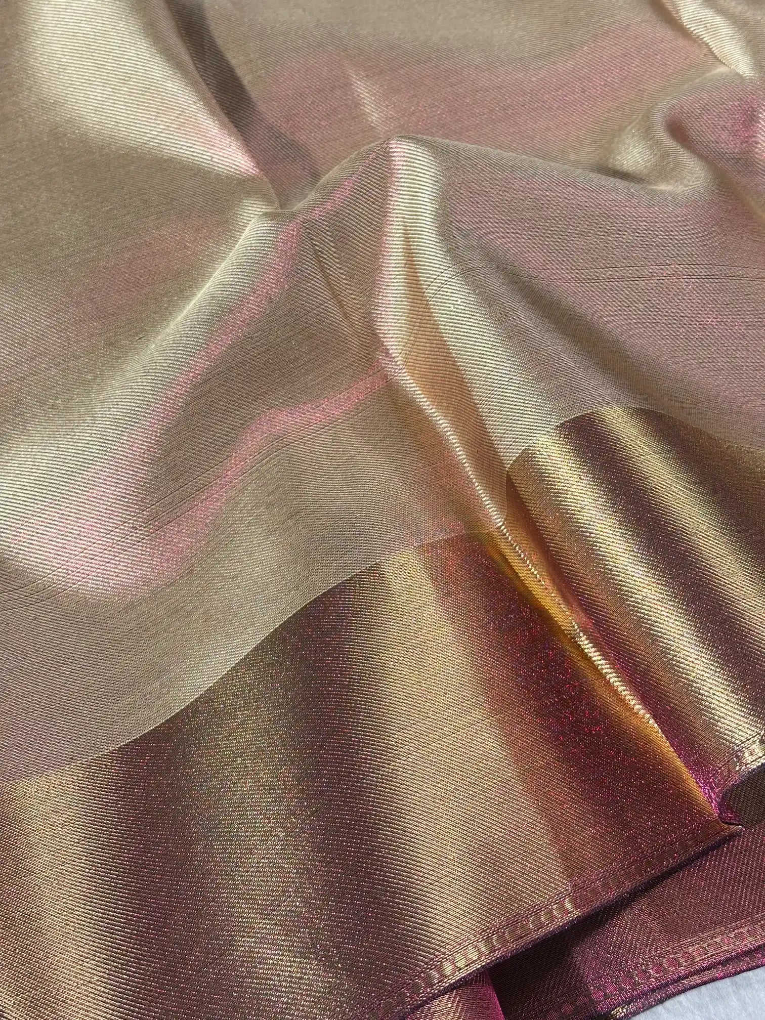 Dual Shaded Glass Tissue Silk Zari Floral Banarasi Saree