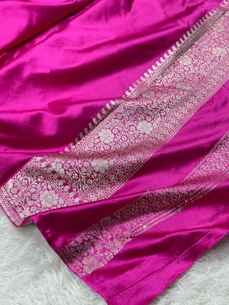 Embossed Meenakari Mashru Katan silk Banarasi saree