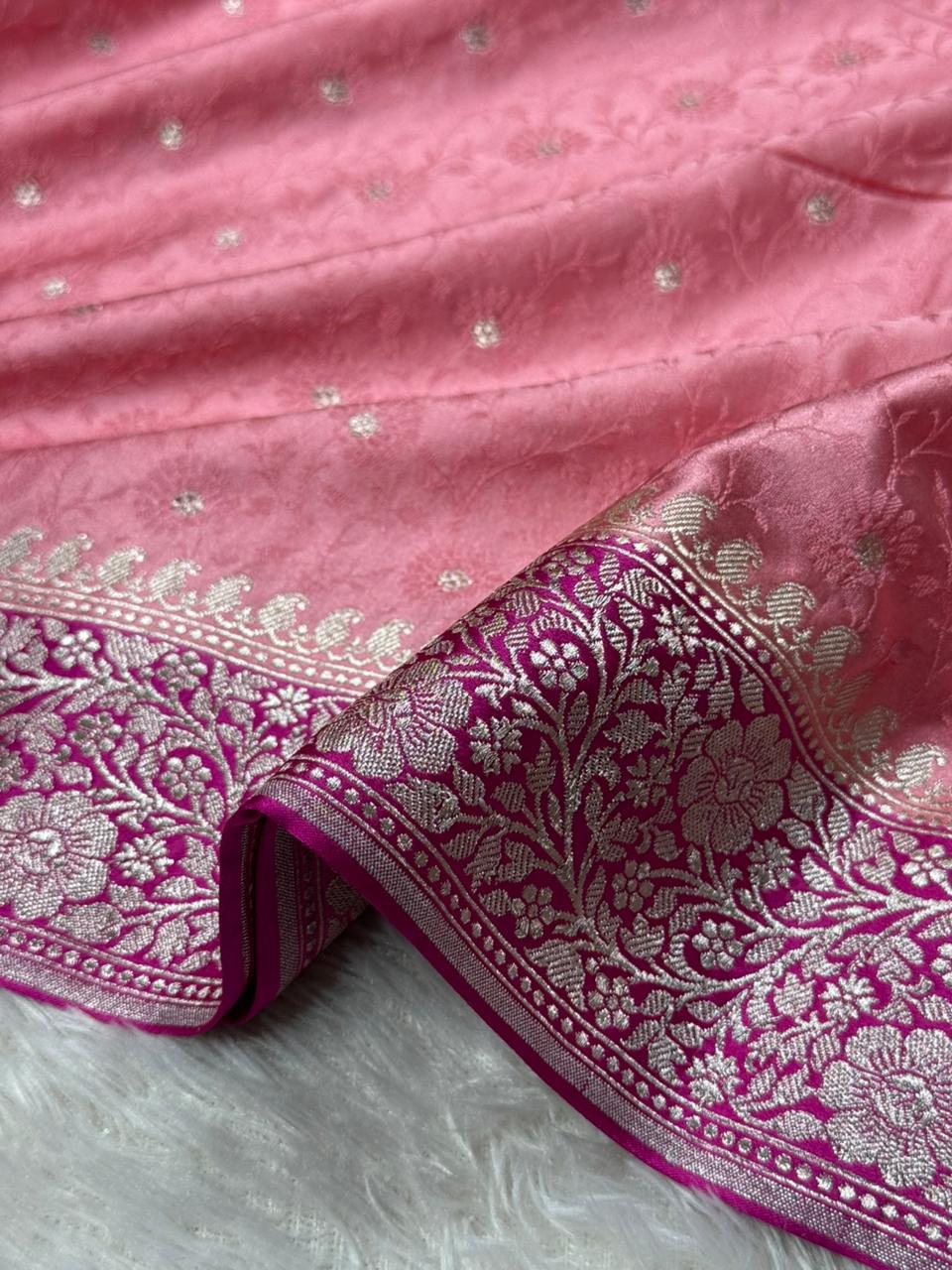 Embossed Meenakari Mashru Katan silk Banarasi saree