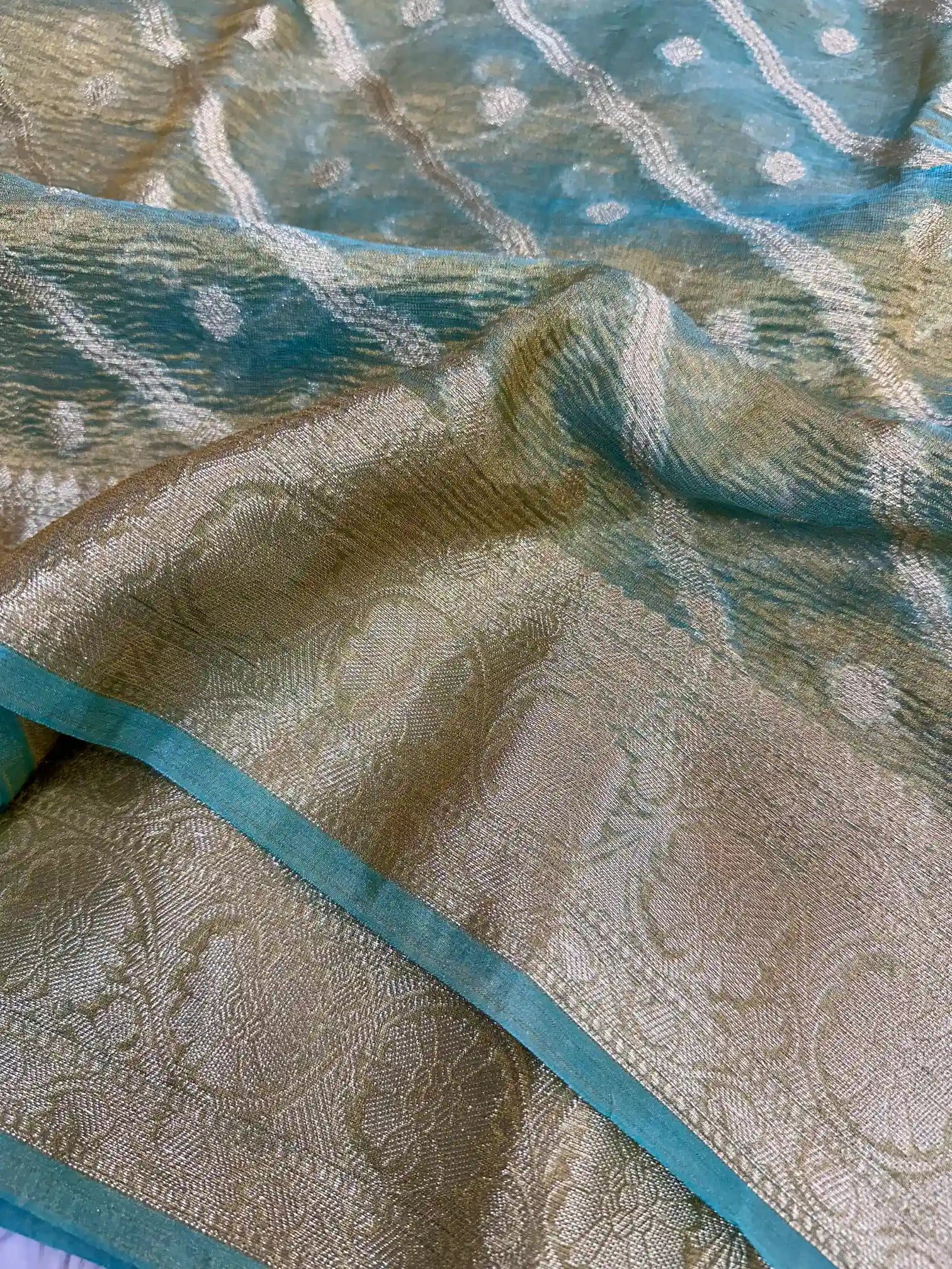 Exclusive Blue Crush Tissue Silk Banarasi Saree